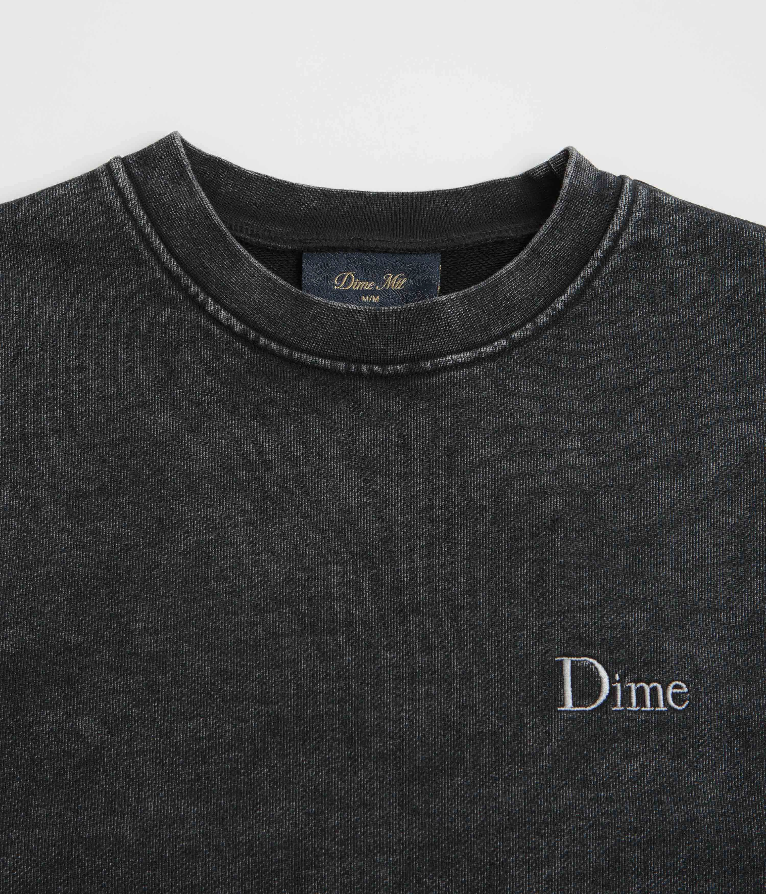 Dime Classic French Terry Crewneck Sweatshirt - Faded Black Polyester Material