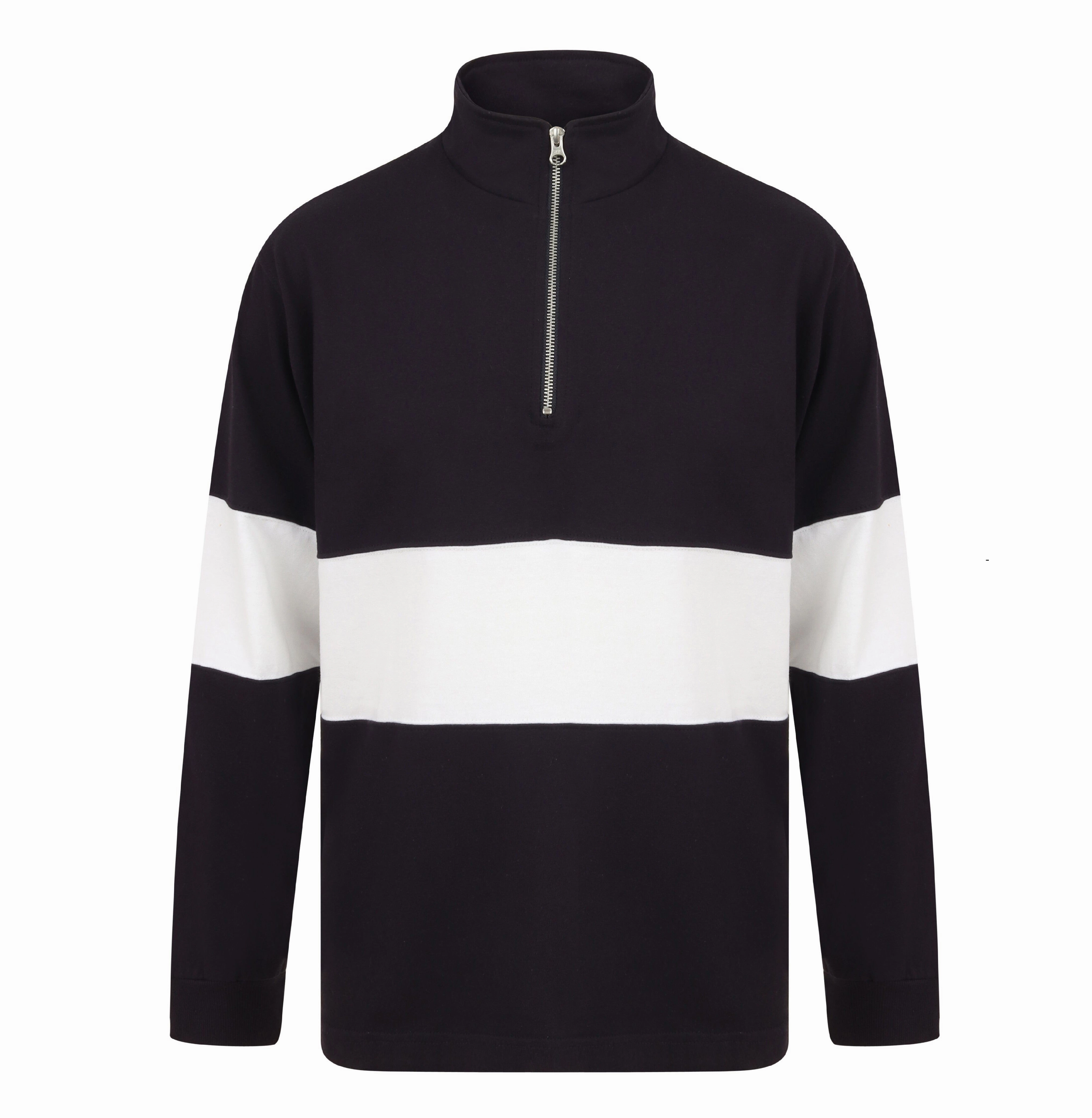 Gym Wear Panelled Quarter Zip | NAVY/WHITE