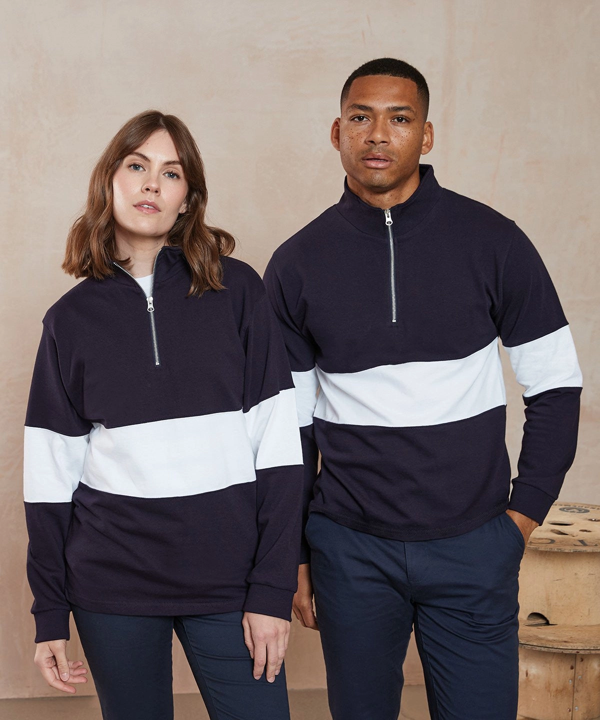 Panelled Quarter Zip | NAVY/WHITE product personalization creativity product clip convenience