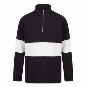 Gym Wear Panelled Quarter Zip | NAVY/WHITE