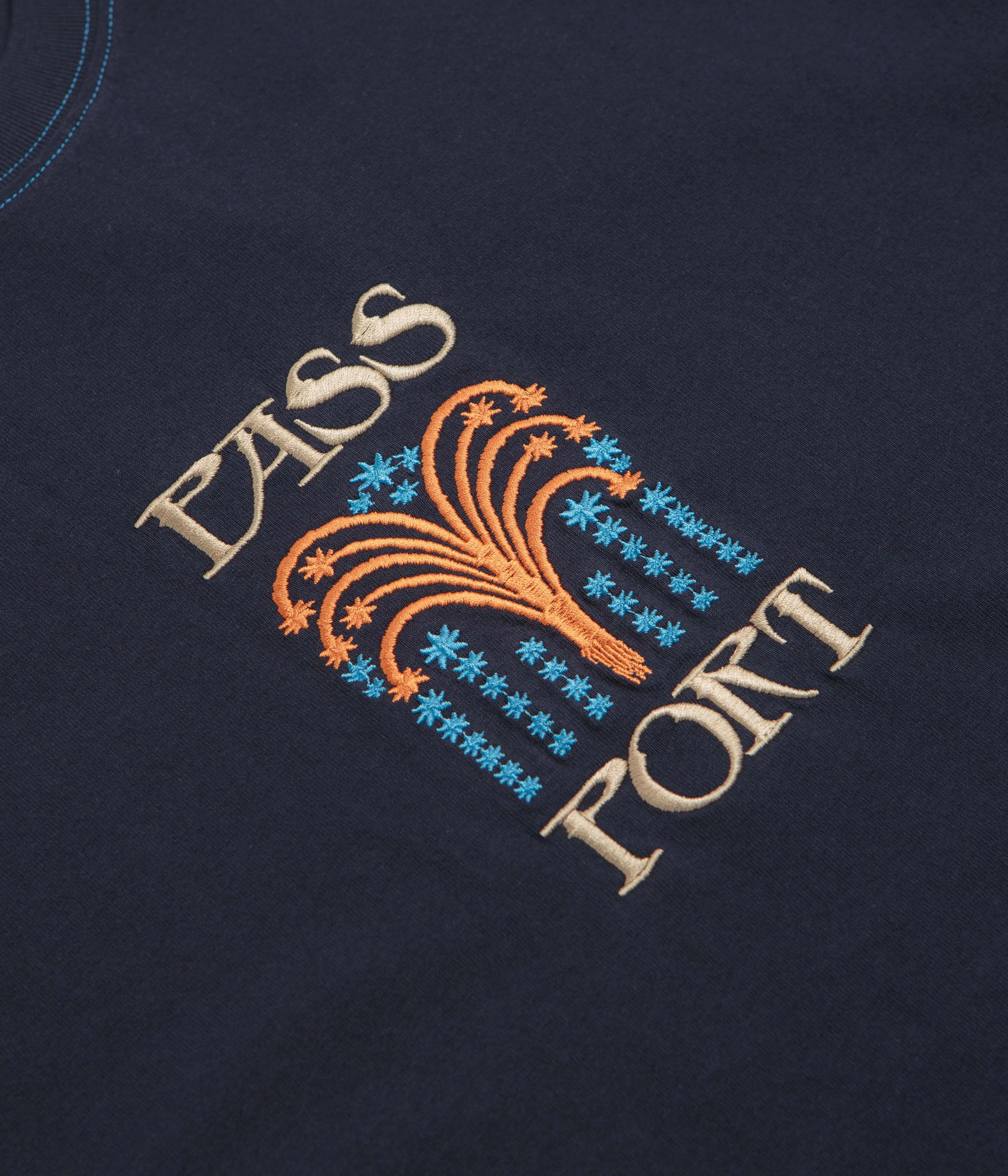 Wrinkle Resistant Streetwear Style Pass Port Roman Candle T-Shirt - Navy