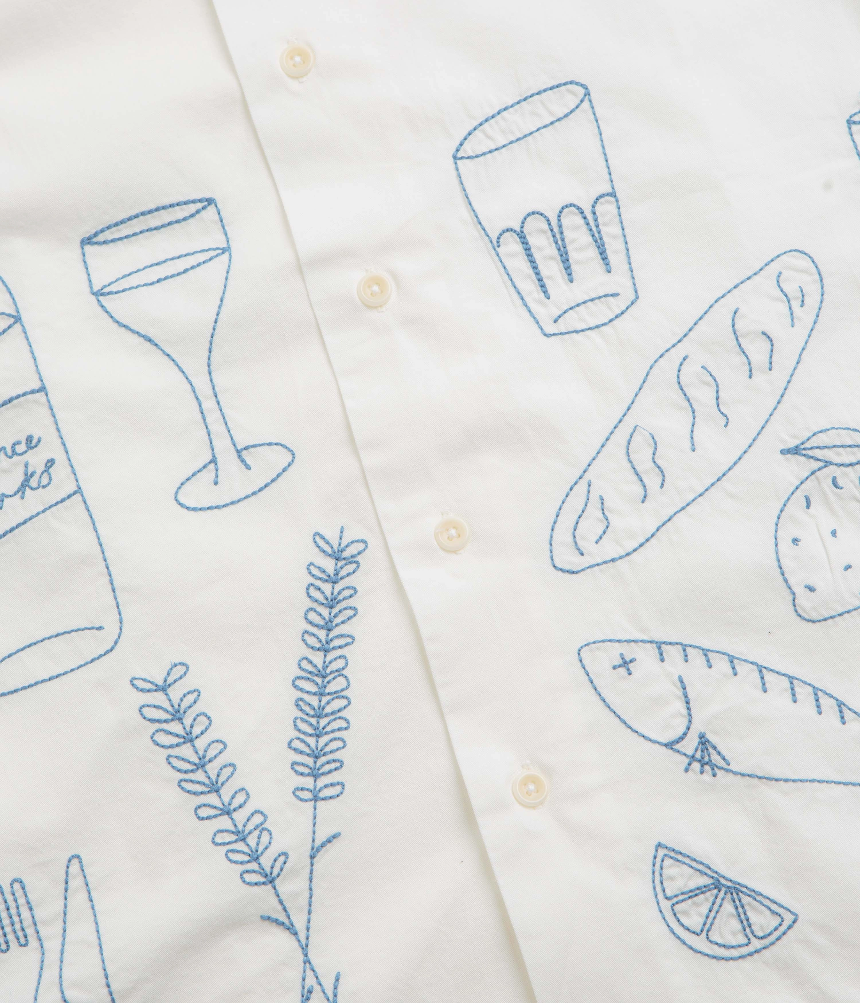 Youthful Appeal Team Building Service Works Light Twill Picnic Short Sleeve Shirt - Off White