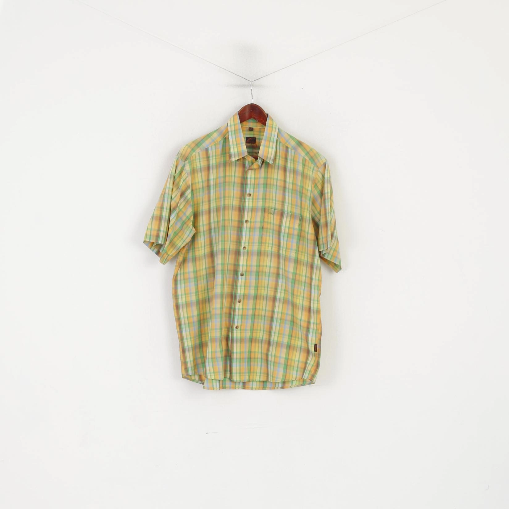 Night Out McKay Men M 39/40 Casual Shirt Green Check Outdoor Short Sleeve Button Down Collar Top