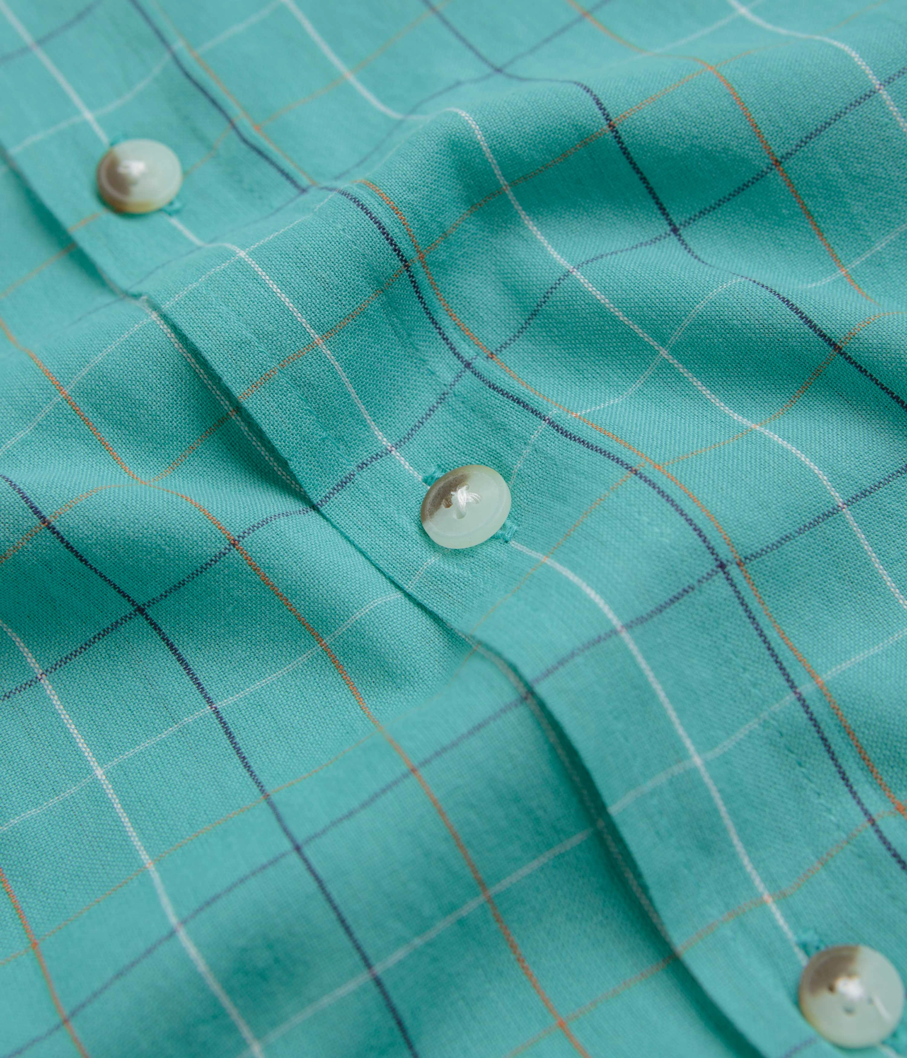 Contemporary Fashion Mollusk Summer Shirt - Cyan Windowpane