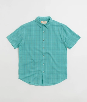 Mollusk Summer Shirt - Cyan Windowpane Non Irritating Tags Multi Layer Stitching