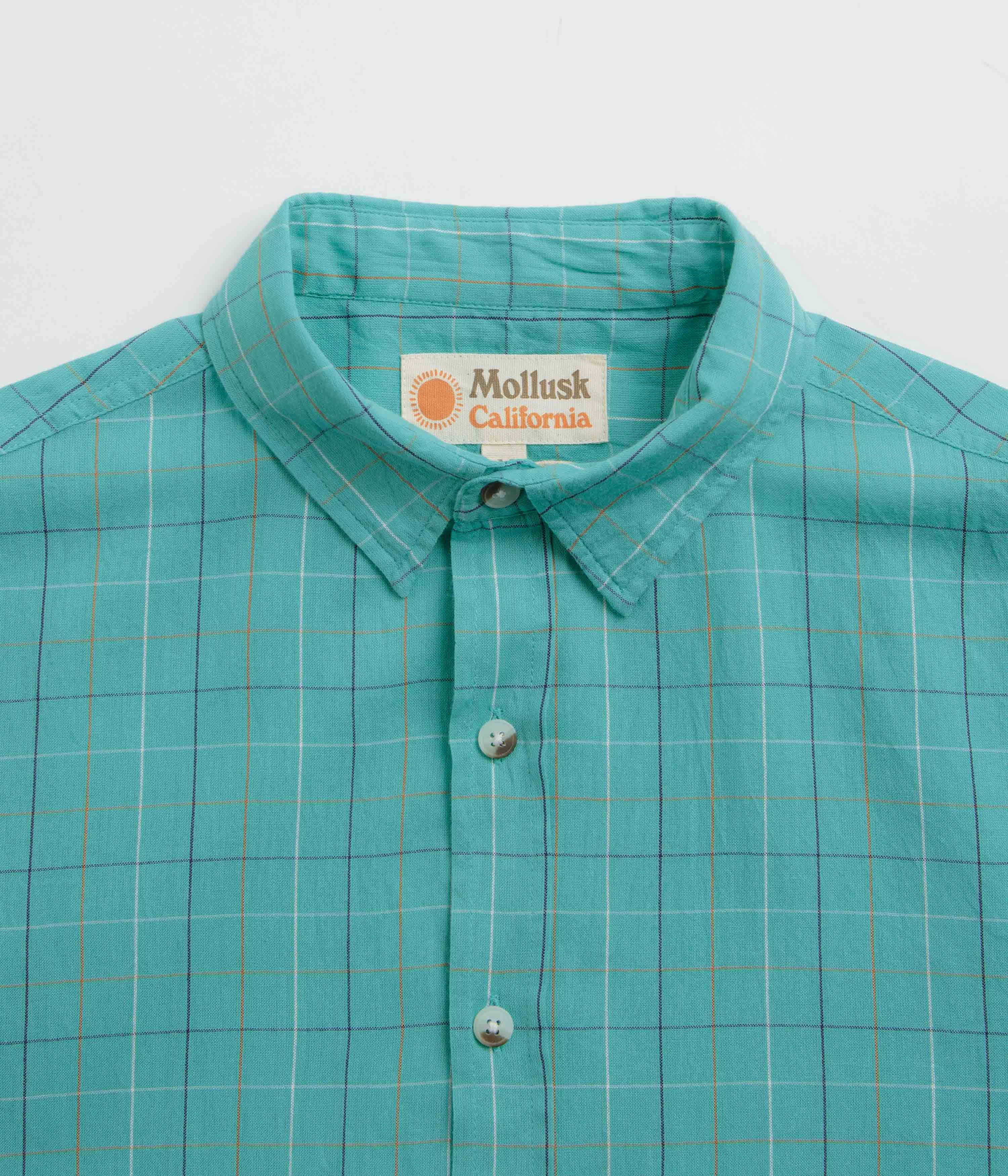 Mollusk Summer Shirt - Cyan Windowpane City Exploration