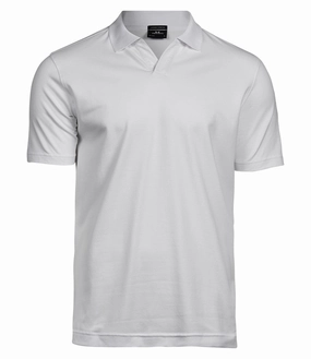 Luxury Stretch V Neck Polo | WHITE Ventilated Side Gussets