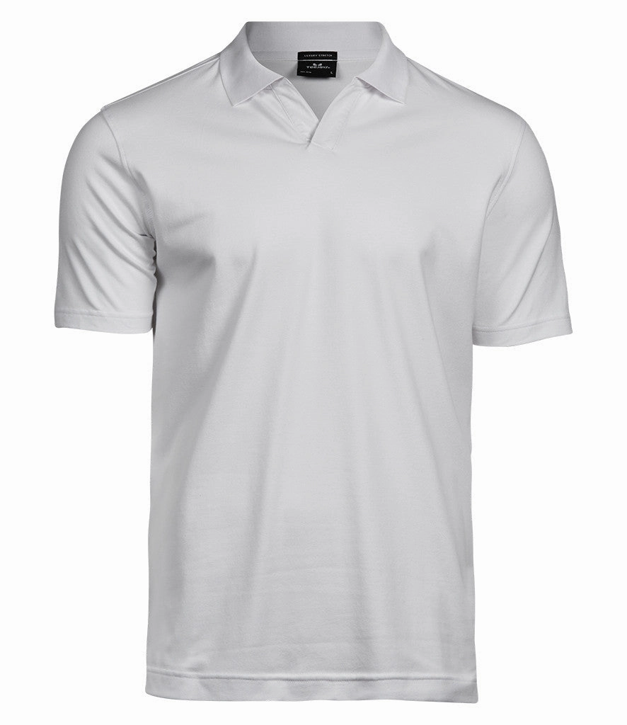 Luxury Stretch V Neck Polo | WHITE Functional Comfort