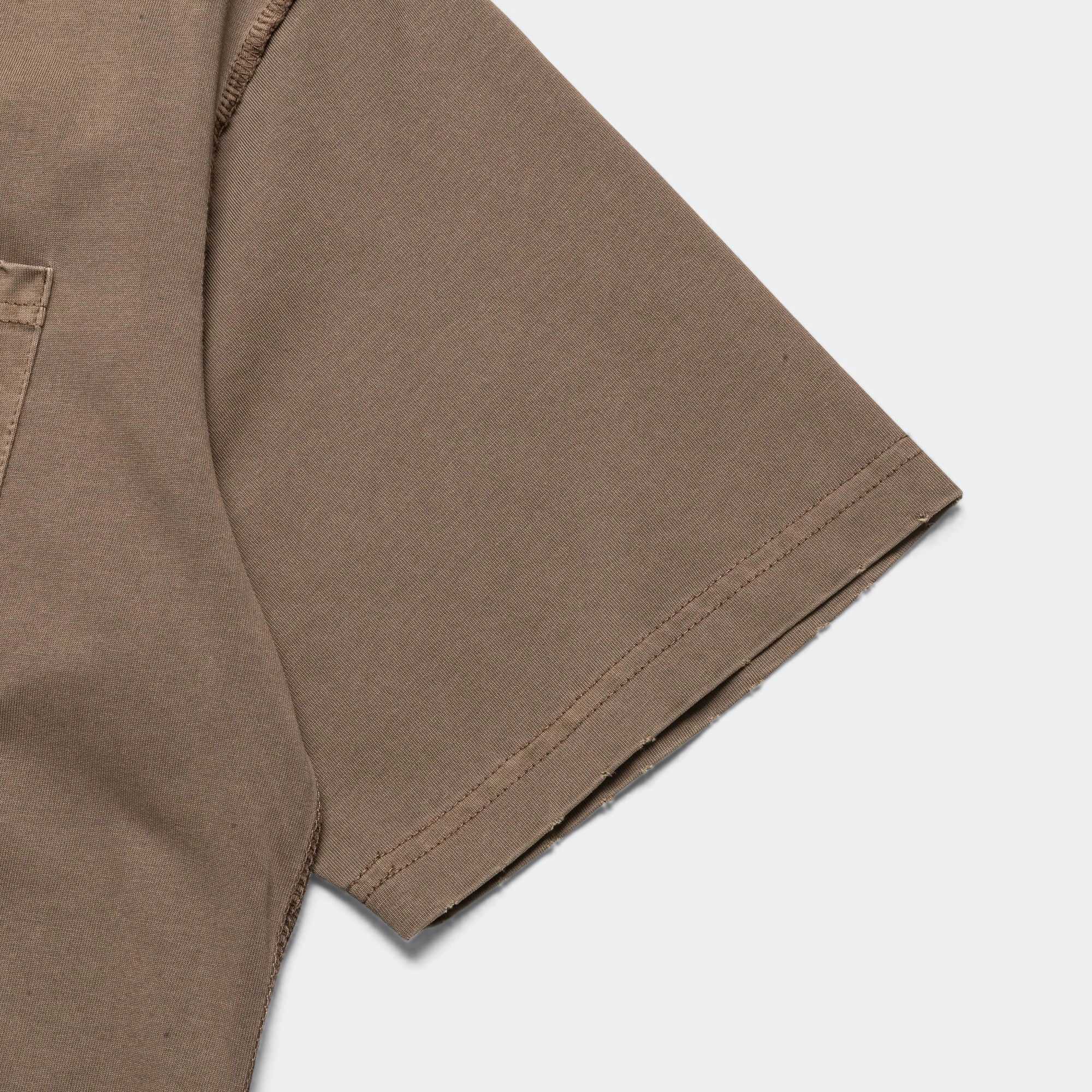 Breathable Cotton Fabric Pocket Tee - Brown