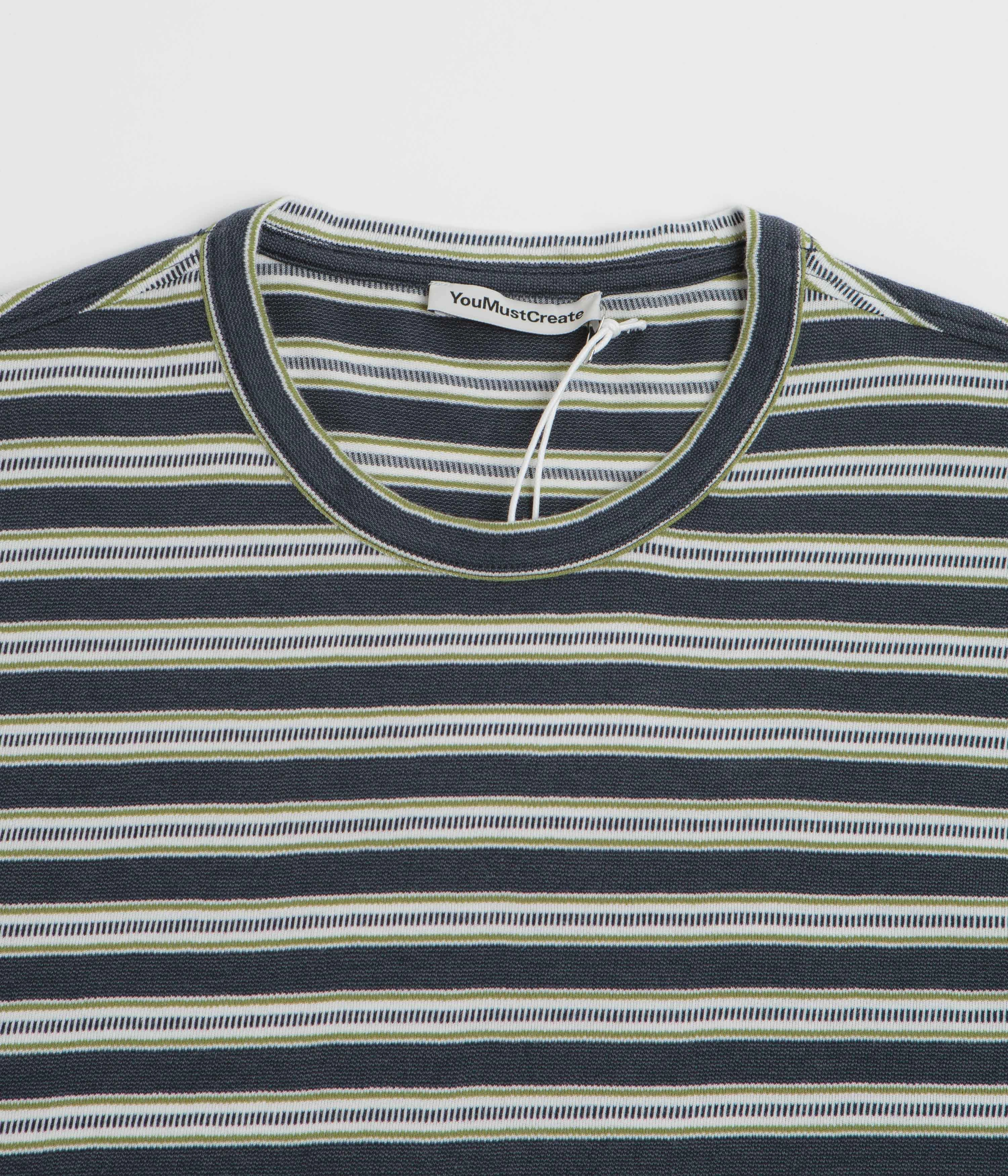 Pure Cotton Checkered Style YMC Triple T-Shirt - Black / White / Multi