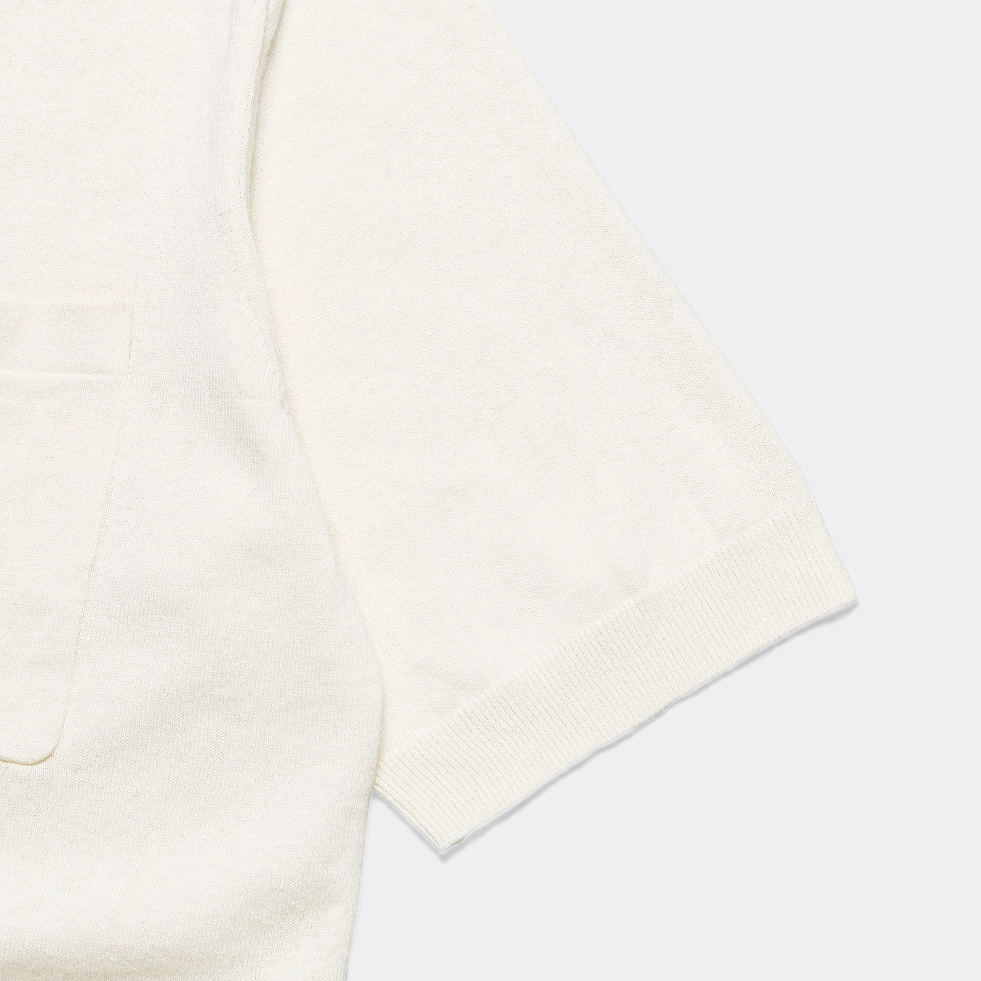 crew neck Denim Blend Rollo Cotton Linen SS Shirt - Kit White