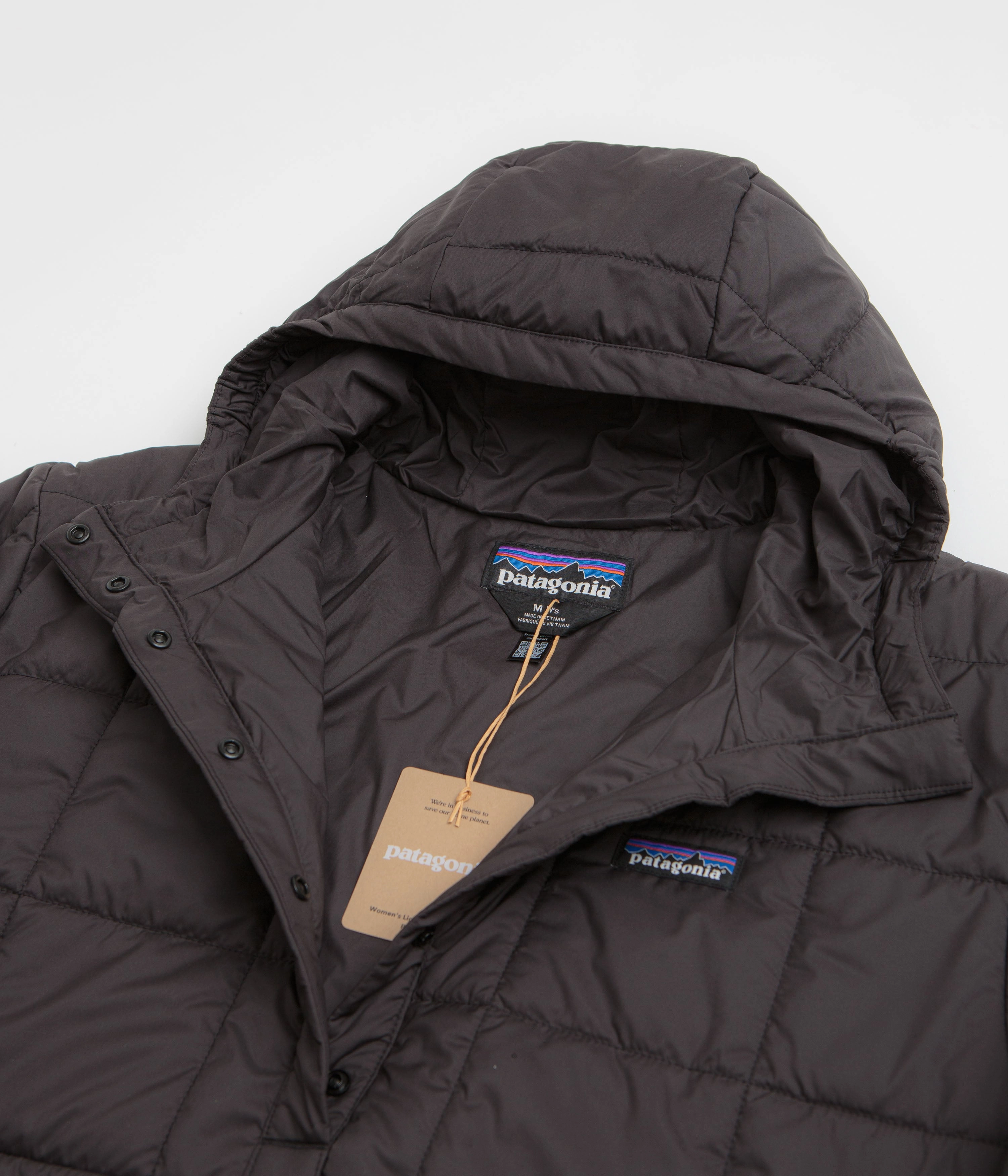 Patagonia Womens Light Gust Hooded Pullover Jacket - Black Smooth Zipper Action