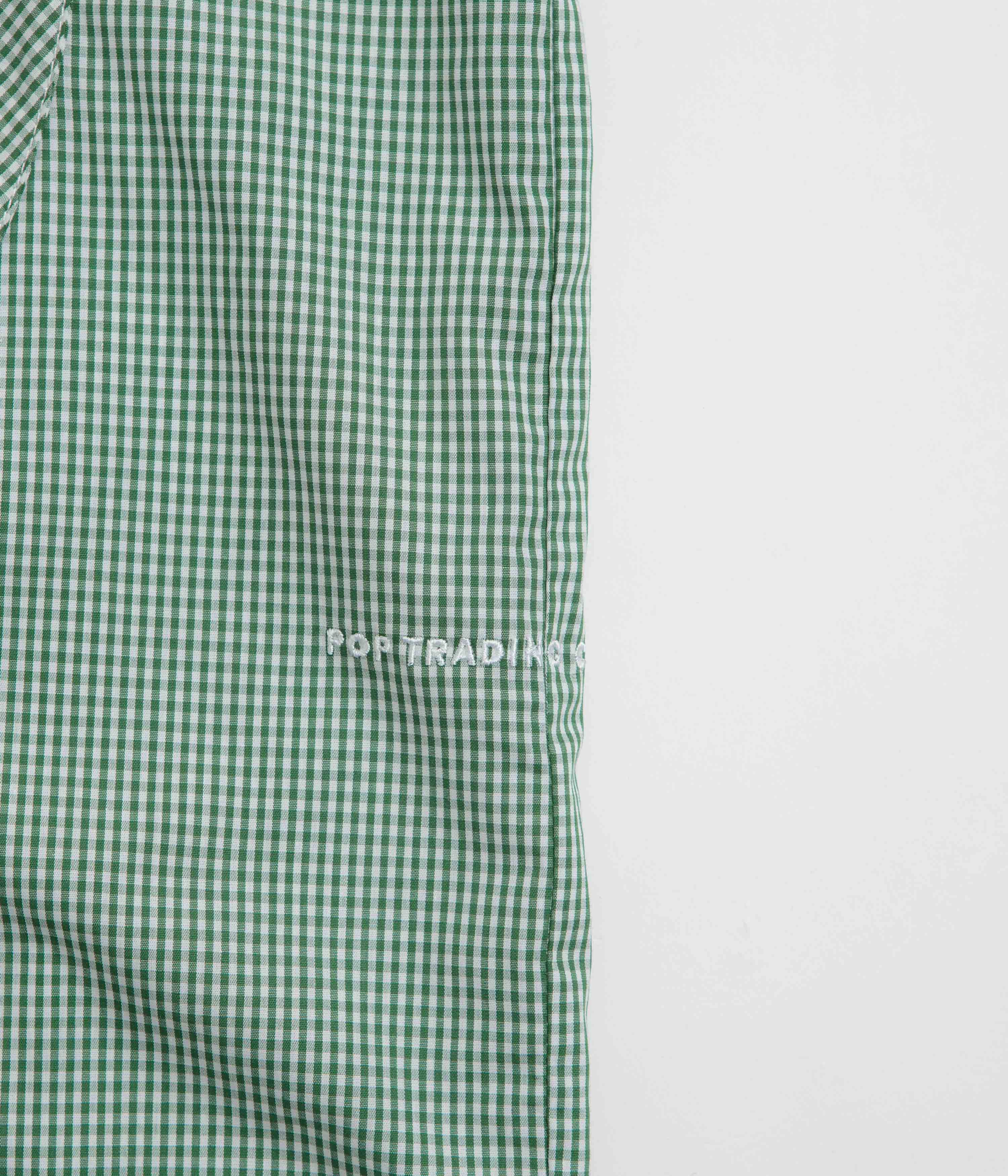 Pop Trading Company O Short Sleeve Gingham Shirt - Green / White Beach Ready Fast Drying