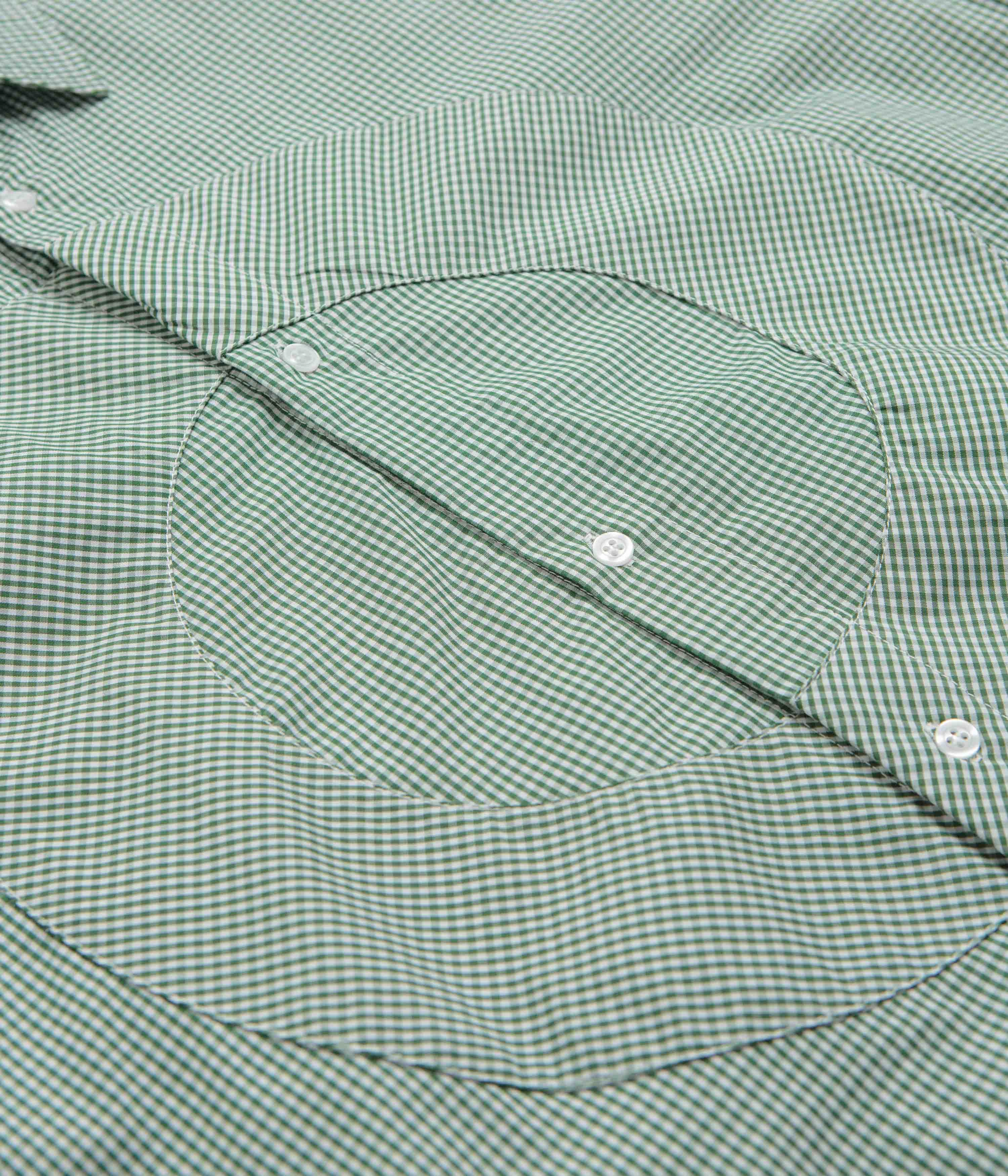 Pop Trading Company O Short Sleeve Gingham Shirt - Green / White Non Irritating Seams