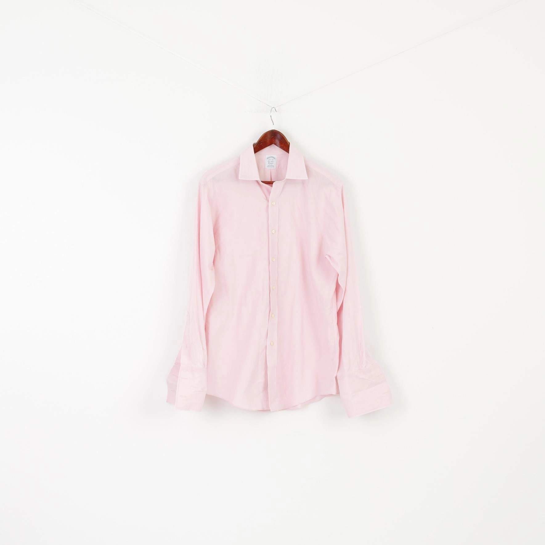 Brooks Brothers 15.5 34 L Casual Shirt Pink Cotton Cuff Elegant Long Sleeve Top Cozy Feel High-End Fabric
