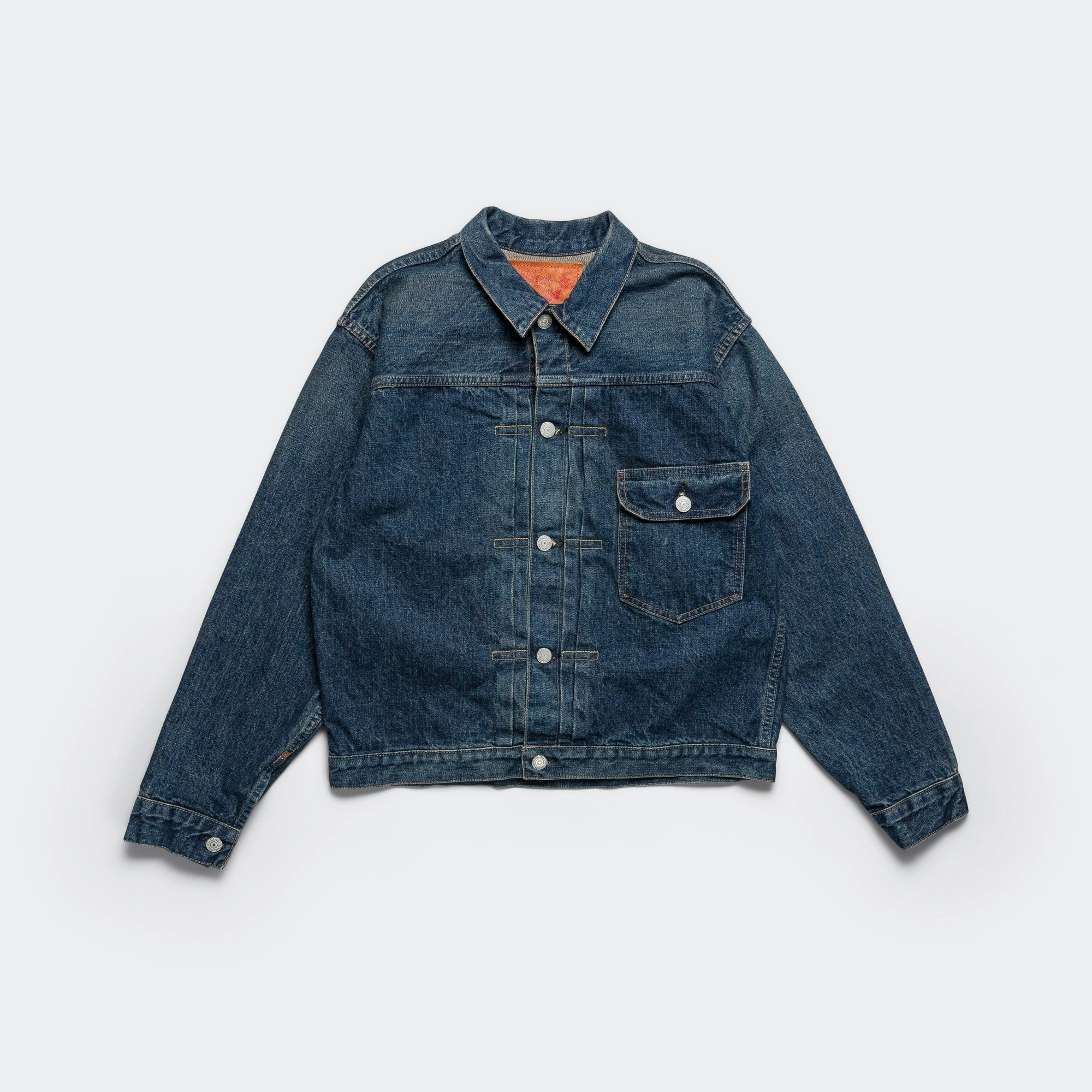 Type1 40's Pleated Front Blouse - Used Wash Drop Tail Hem Checkered Style