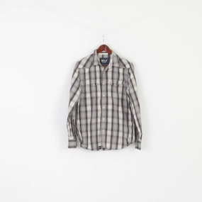 Ucla Los Angeles Colegiate Men M Casual Shirt Gray Cotton Slim Check Long Sleeve Top Urban Edge