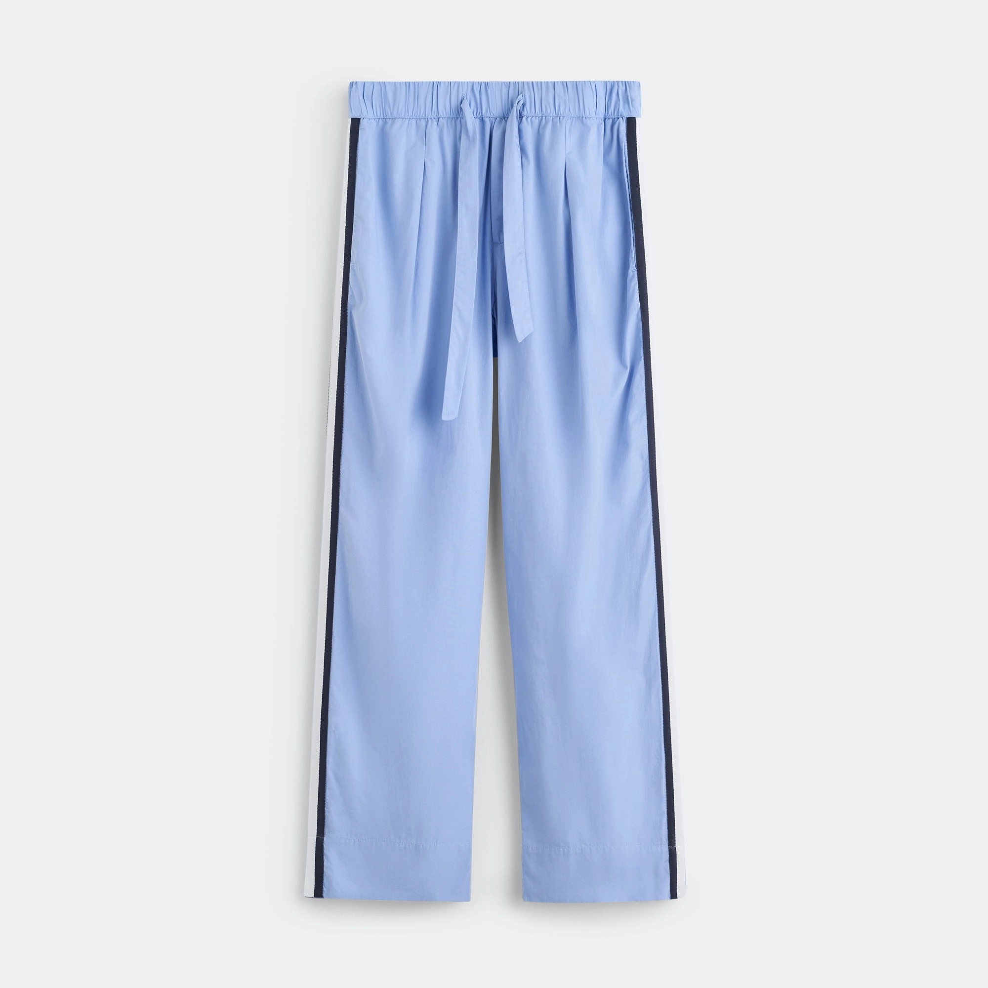Casual Comfort Look Soft Texture Pyjama Pants Grosgrain Side Stripe - Cornflower Blue Cotton Poplin