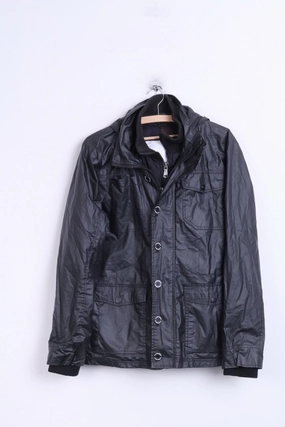 ULTRAMAGNETIC Mens M Jacket Black Wax Cotton Hood Functional Piece