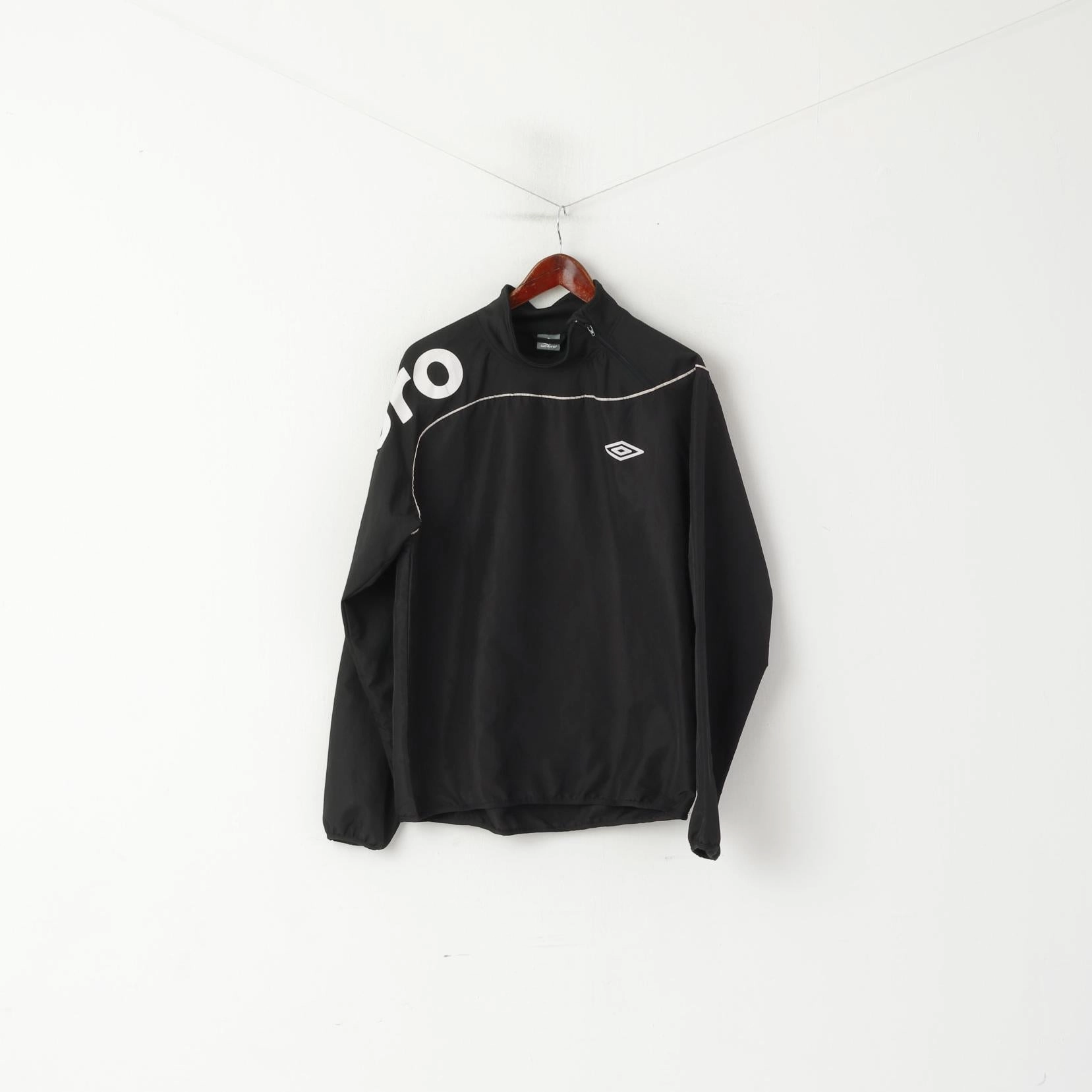 Umbro Men M Pullover Jacket Black Sportswear Training Lightweight Top Warm Core Reflective Detail