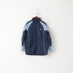 Attention Abrasion Resistant Edges Umbro Men S Jacket Blue Vintage Nylon Waterproof Lightly Padded Hidden Hood Top