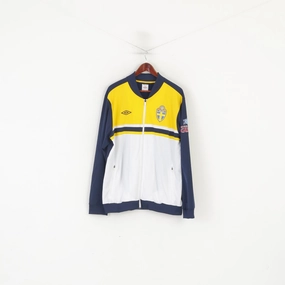 Essential Bold Trendy Vibes Umbro Men XXL Sweatshirt Navy Yellow SvFF Svenska Football Zip Up Track Top