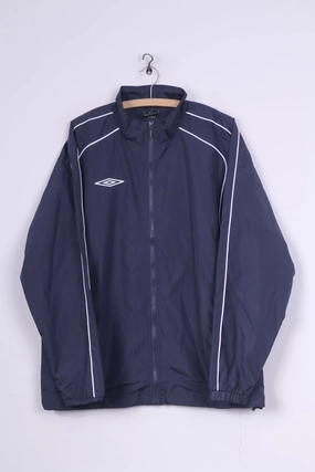 Umbro Mens L Jacket Navy Zip Up Lightweight Football Sport Top Fashion Comfort