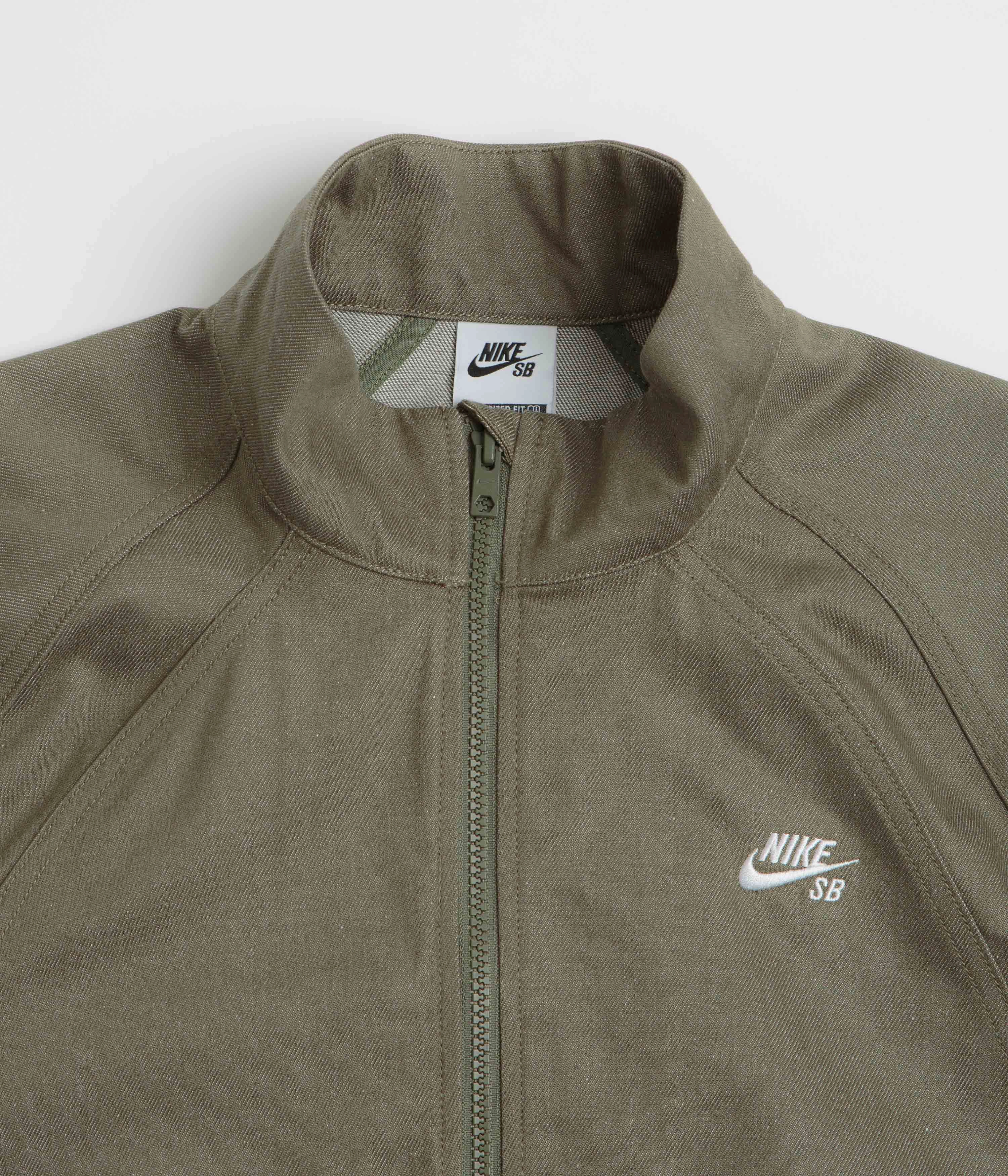 Water Repellent Coating Nike SB Denim Track Jacket - Medium Olive / White