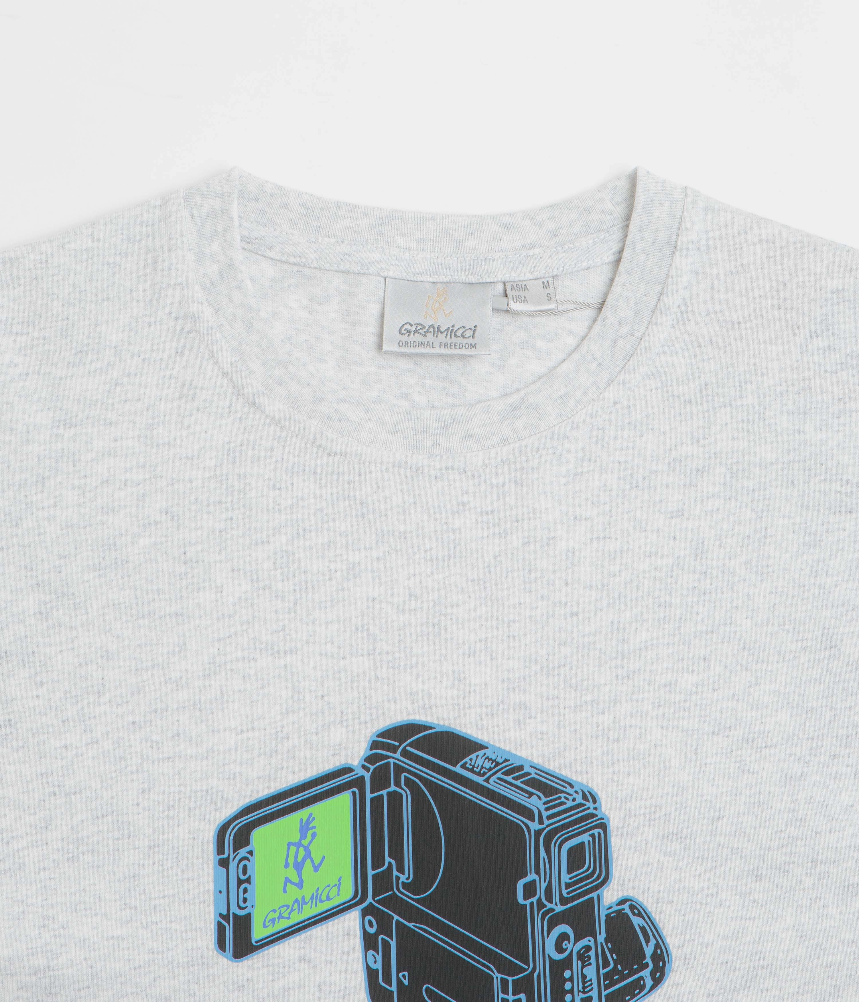 Gramicci Camcorder T-Shirt - Heather Ash Raw Hem Finish