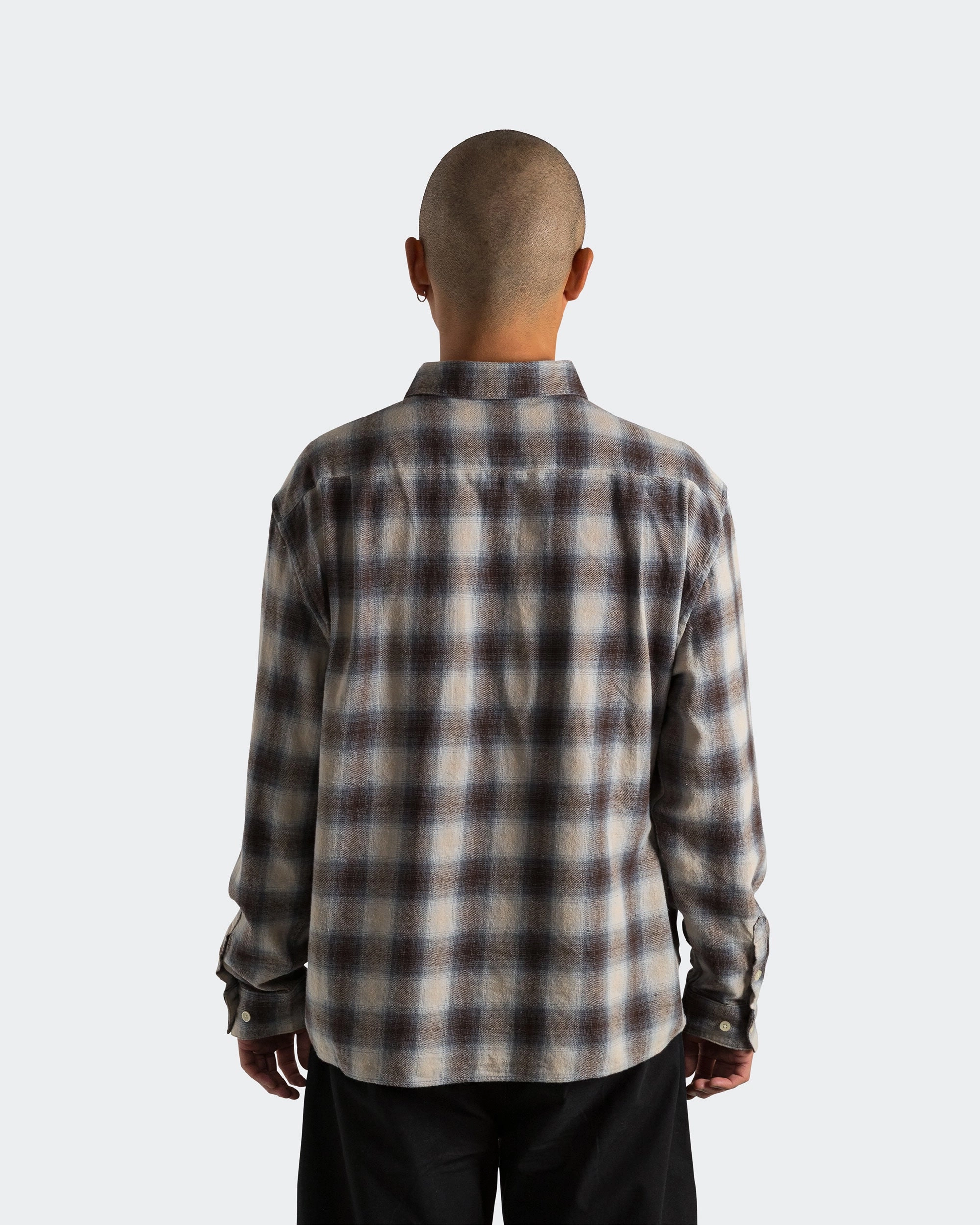elegant design Hooded Option Plaid Panel Flannel Shirt - Beige Blue