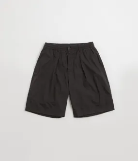 Universal Works Pleated Track Shorts - Black Sporty Casual Tagless Labeling