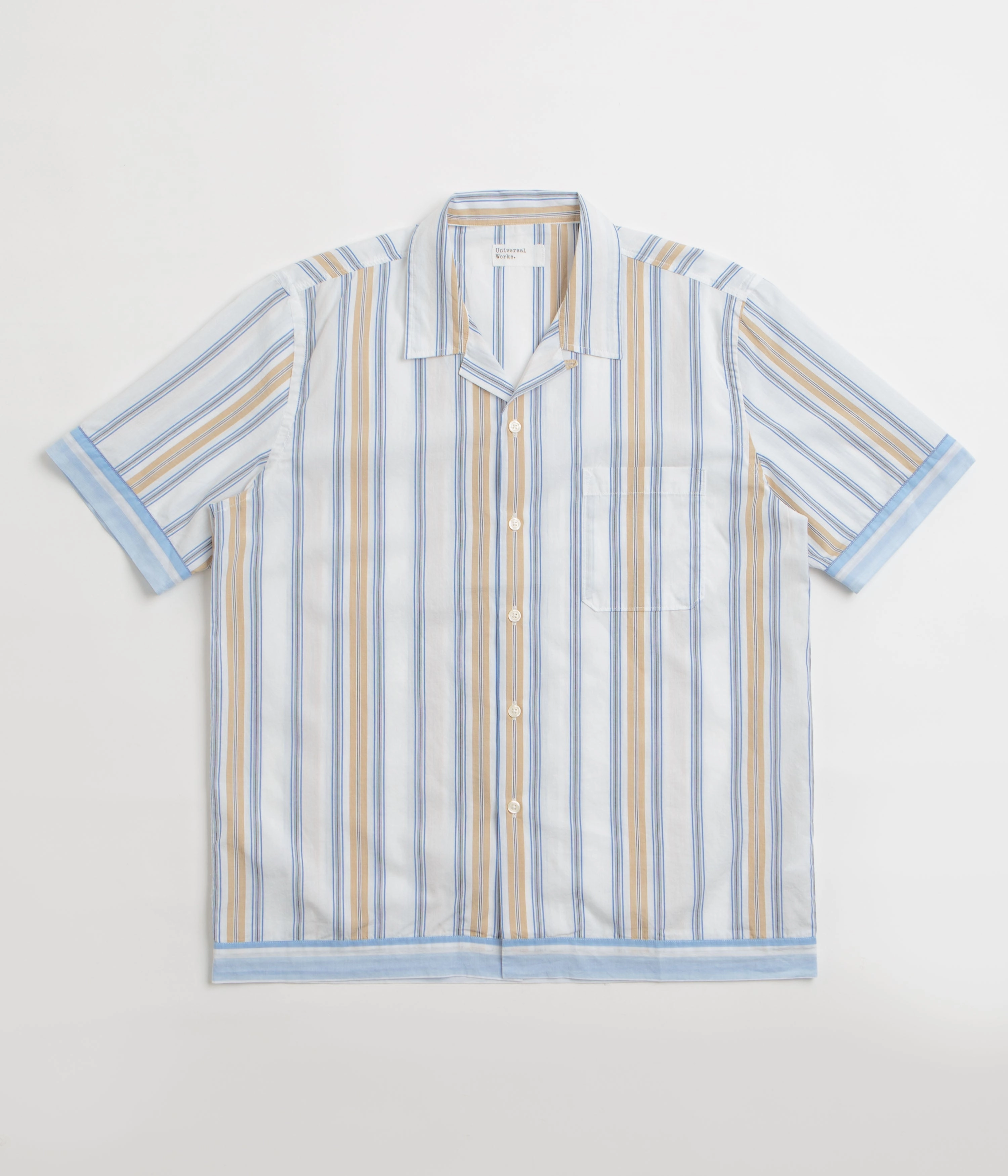 Universal Works Dean Road Shirt - Blue / Sand Relaxed Comfort