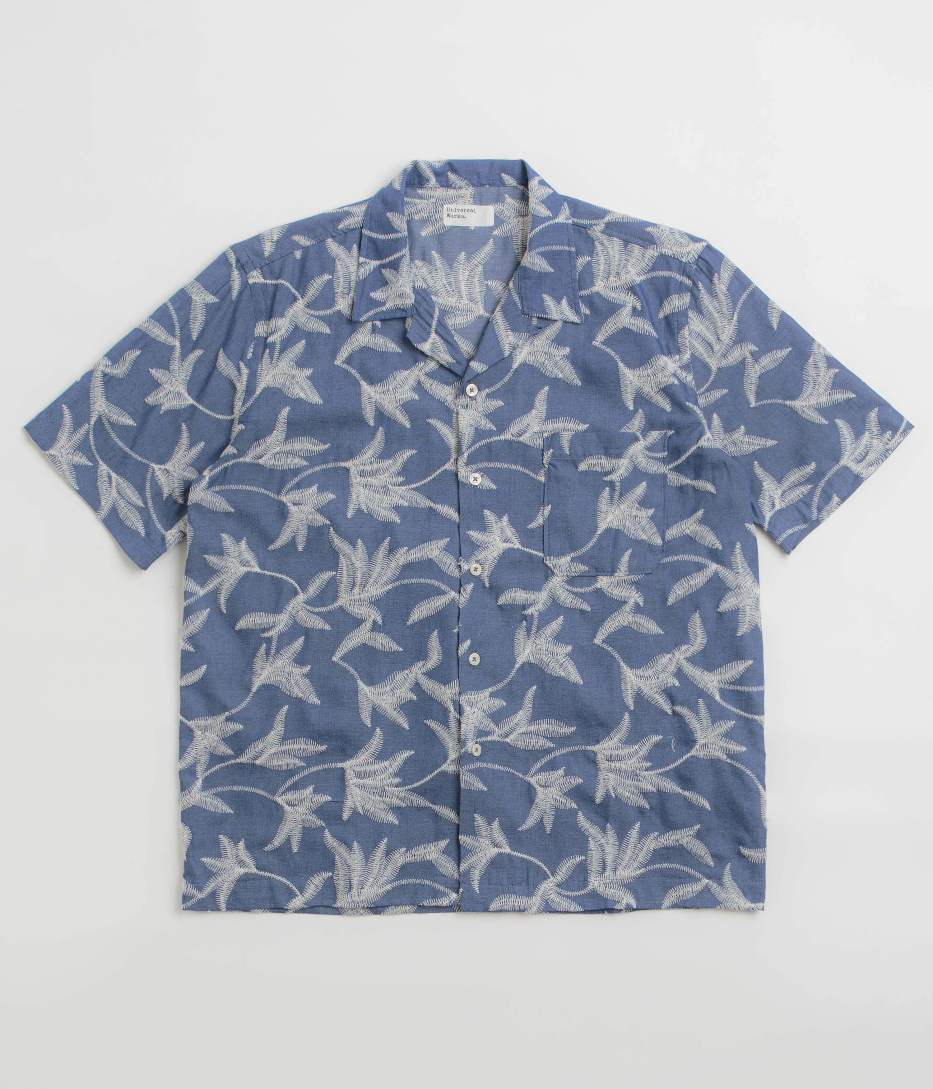 Day-To-Night Wear Flexible Shoulder Panels Universal Works Road Shirt - Indigo / Summer Jungle