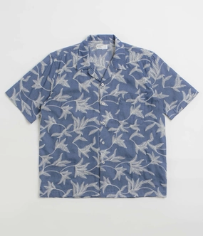 Day-To-Night Wear Flexible Shoulder Panels Universal Works Road Shirt - Indigo / Summer Jungle