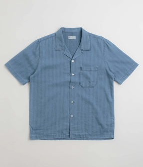 Universal Works Road Shirt - Washed Indigo / Herringbone Earthy Palette Moisture Wicking Material