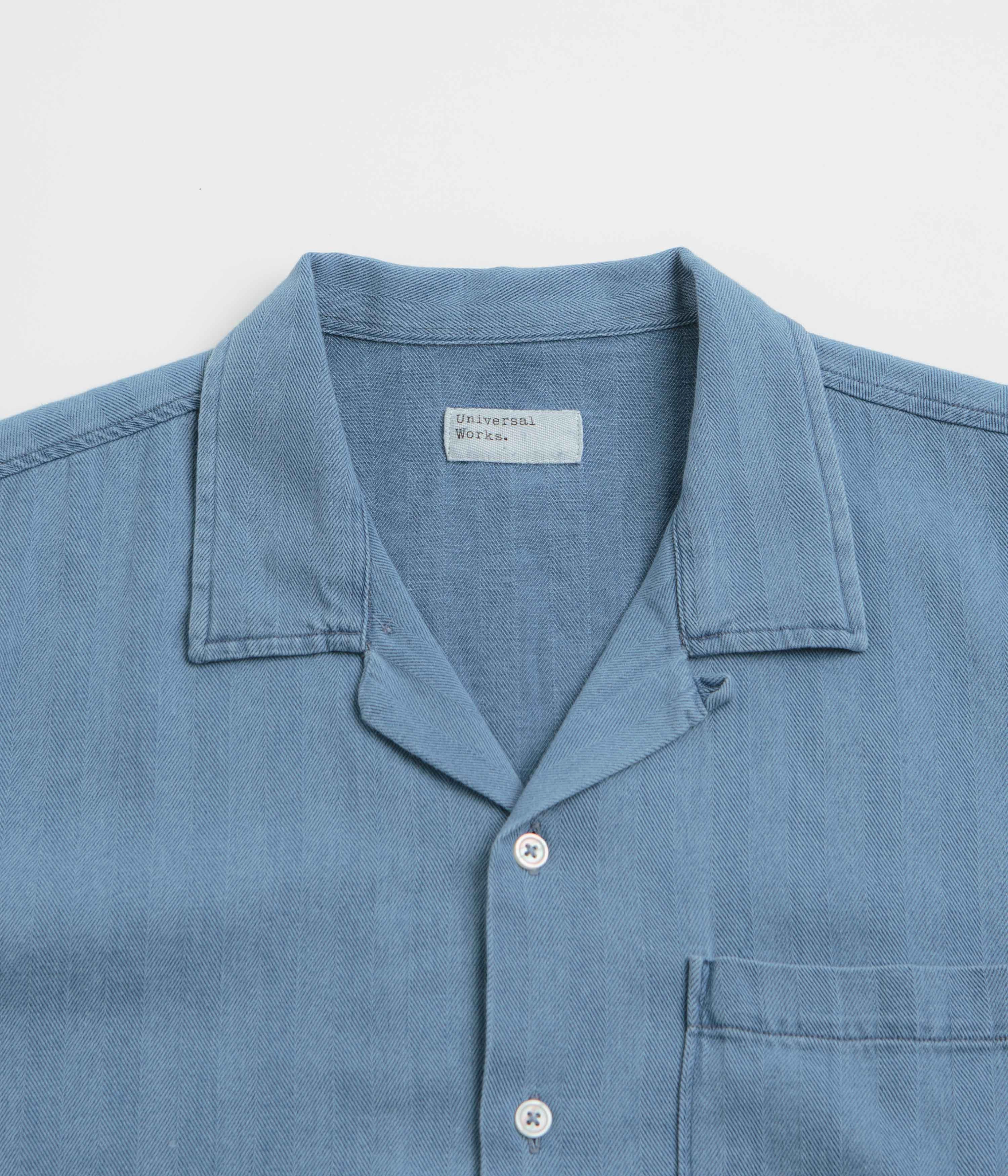 Universal Works Road Shirt - Washed Indigo / Herringbone Designer Look