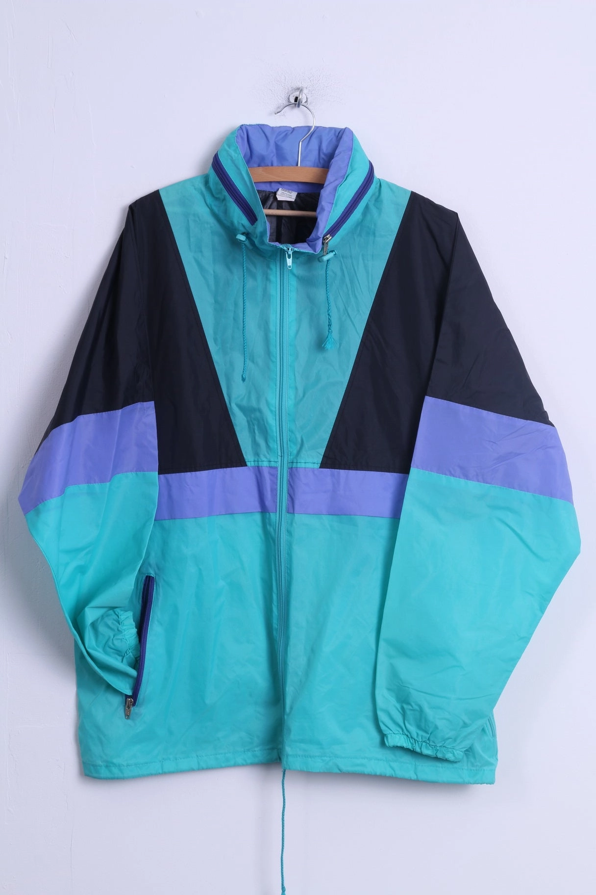 Unkown Mens 50/52 M Jacket Light Green Nylon Hidden Hood Zip Up Rain Top Journal Core Utility