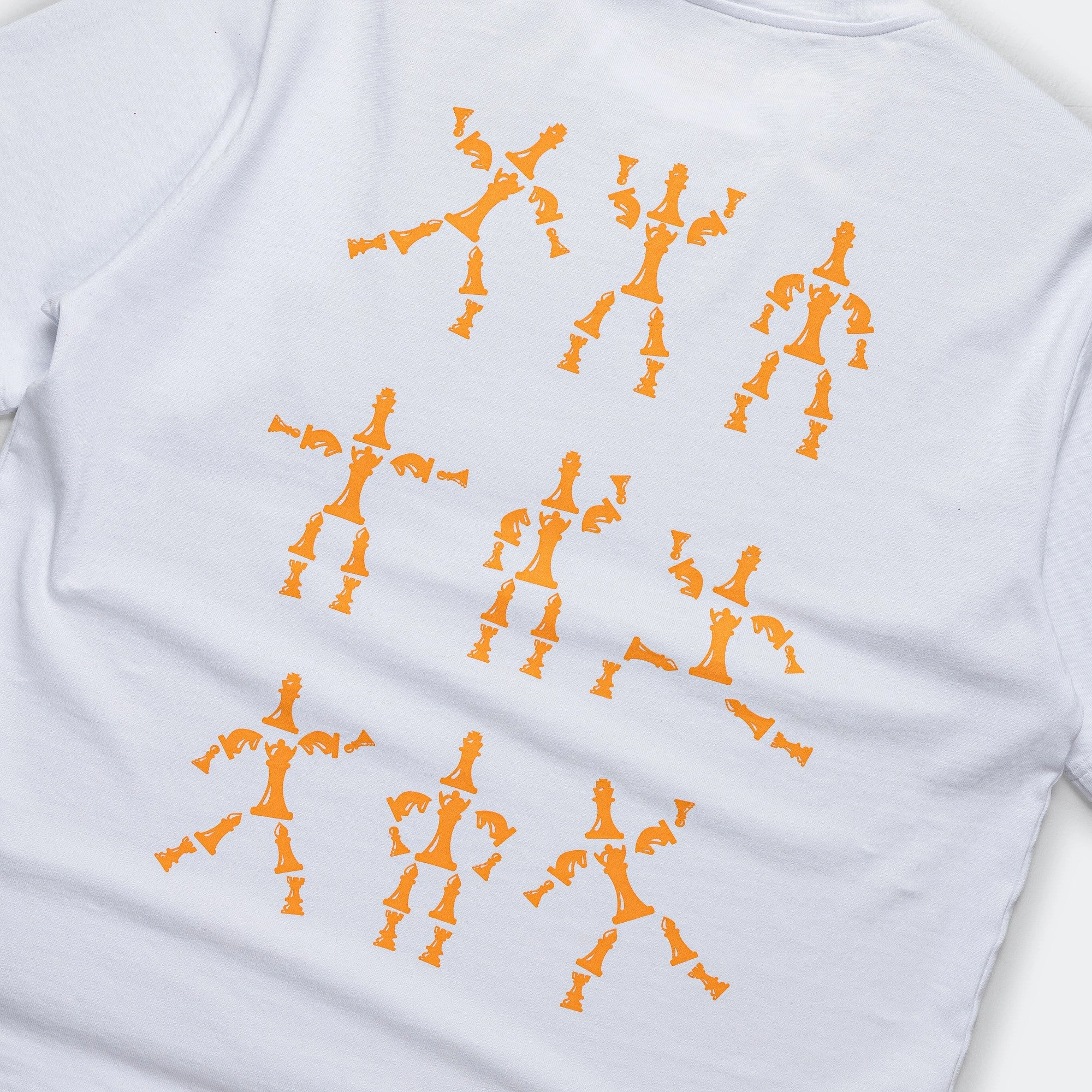 short sleeved UP THERE X ATAB Lab 'Chess Man' Tee - White/Tangelo