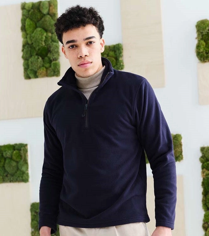 Warm Texture Honestly Made Recycled Half Zip Fleece | NAVY