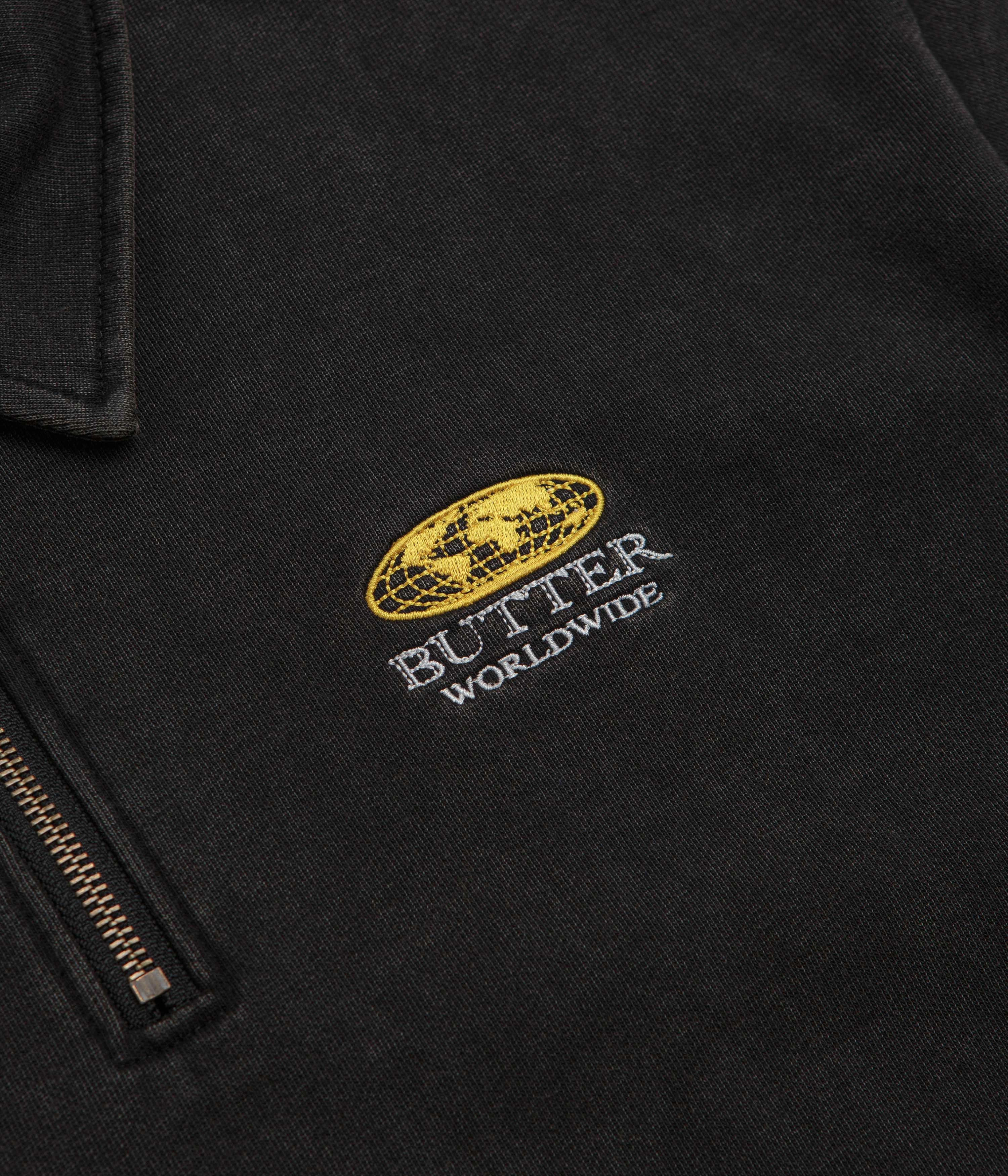 Butter Goods Corp 1/4 Zip Sweatshirt - Black Trendy Fashion Vintage Style