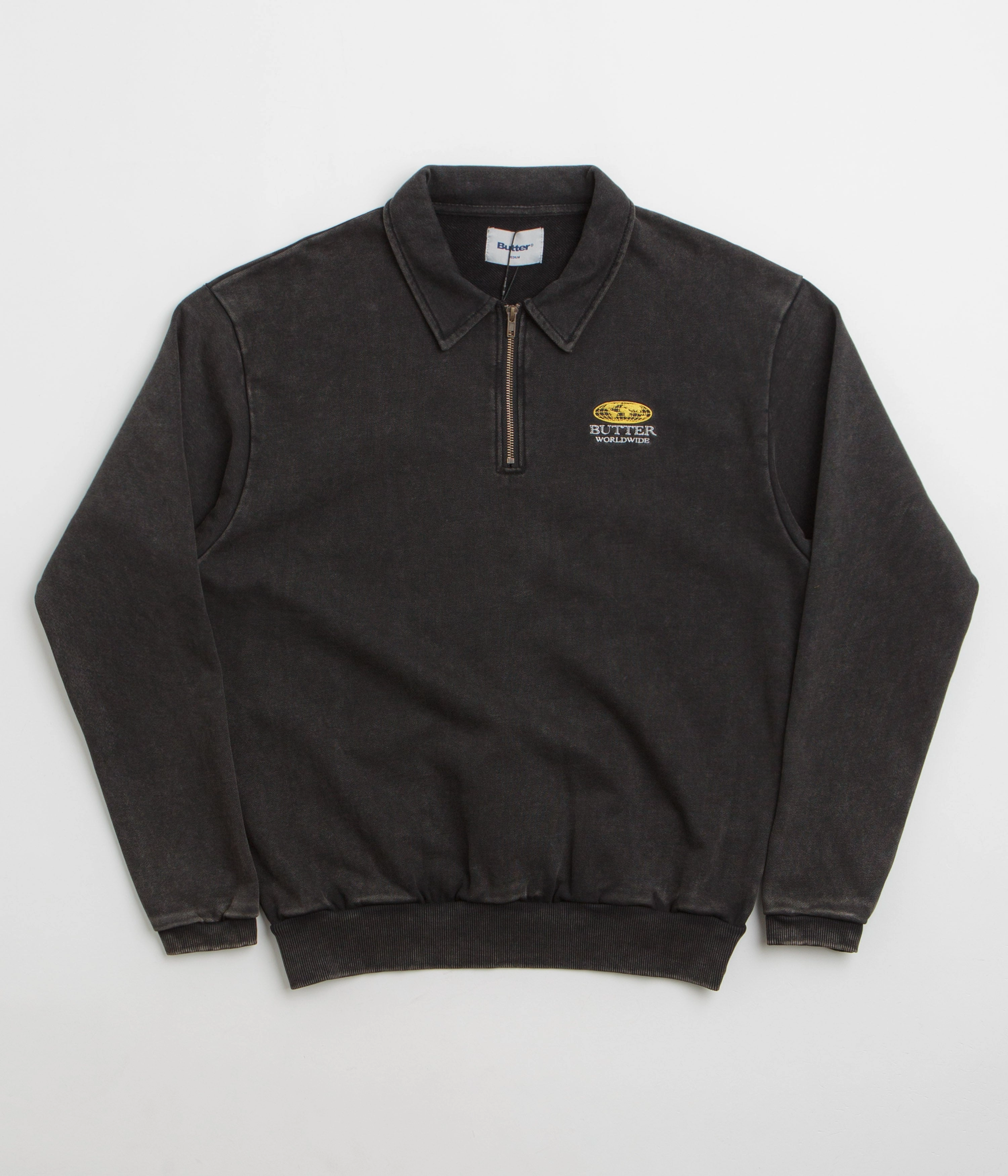 Butter Goods Corp 1/4 Zip Sweatshirt - Black Comfy Wear