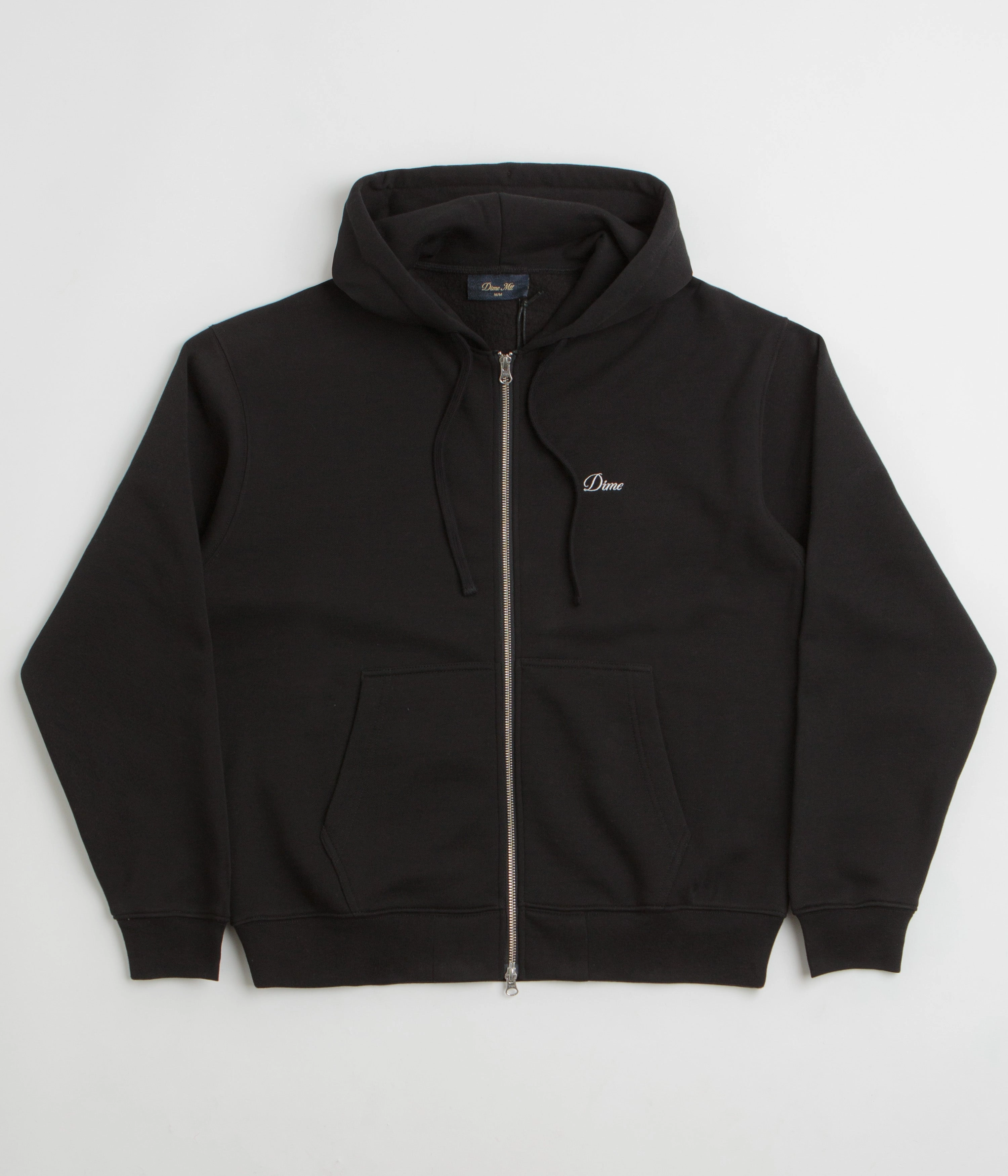 Skating wear Dime Cursive Small Logo Full Zip Hoodie - Black