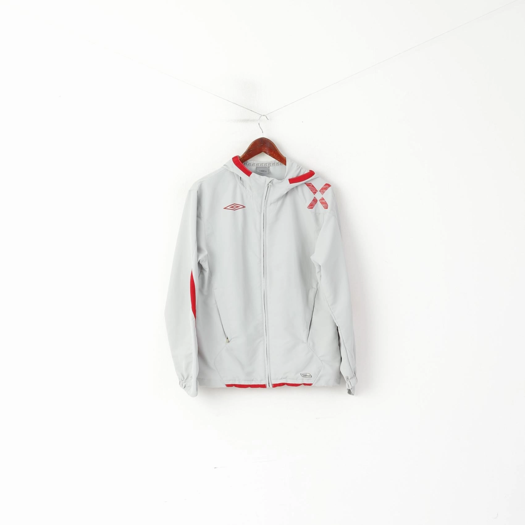 Umbro Men S Jacket Grey Sporswear Hooded Full Zipper Vintage Sport Top Pilates