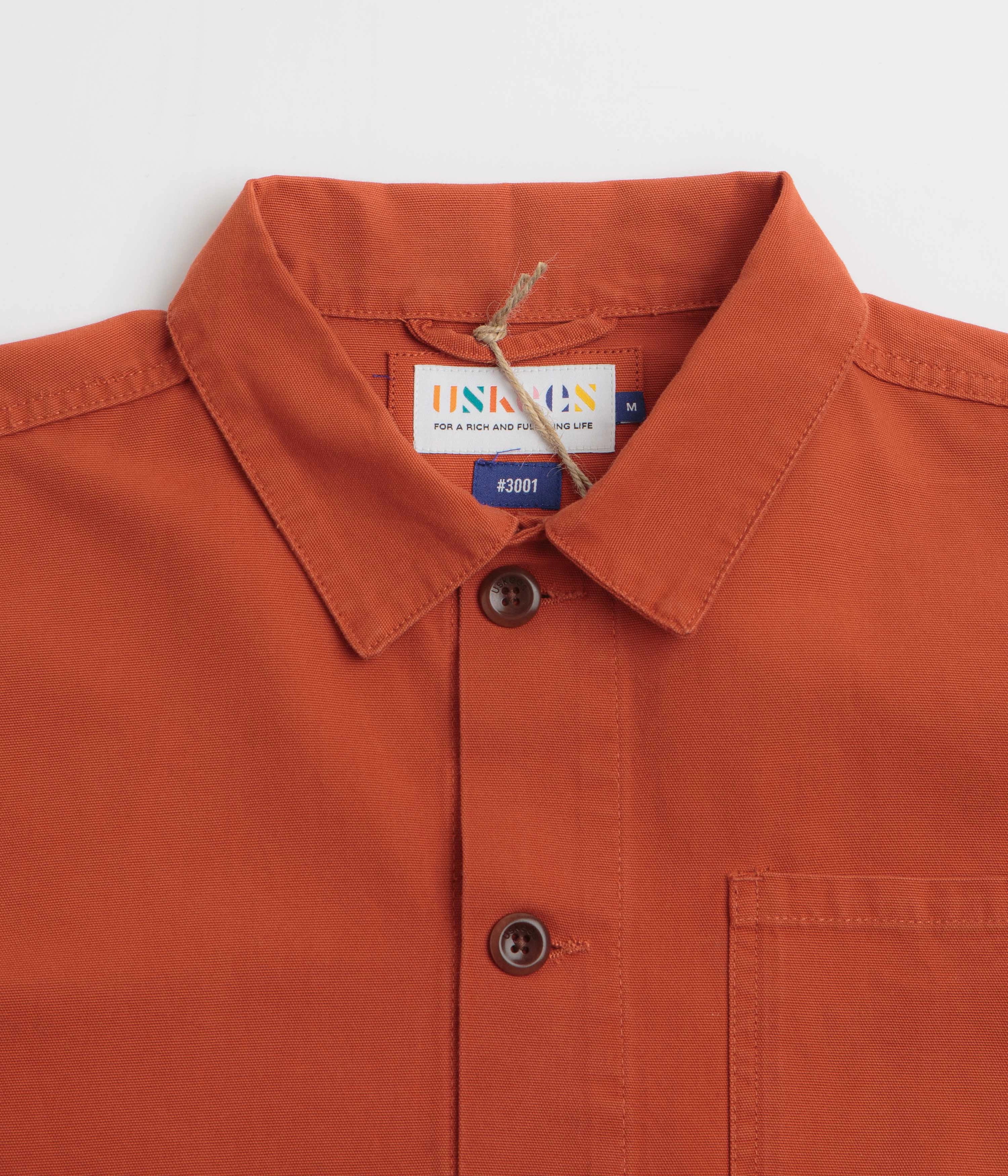Uskees 3001 Buttoned Overshirt - Rust Ergonomic Shoulder Panels Workplace Use