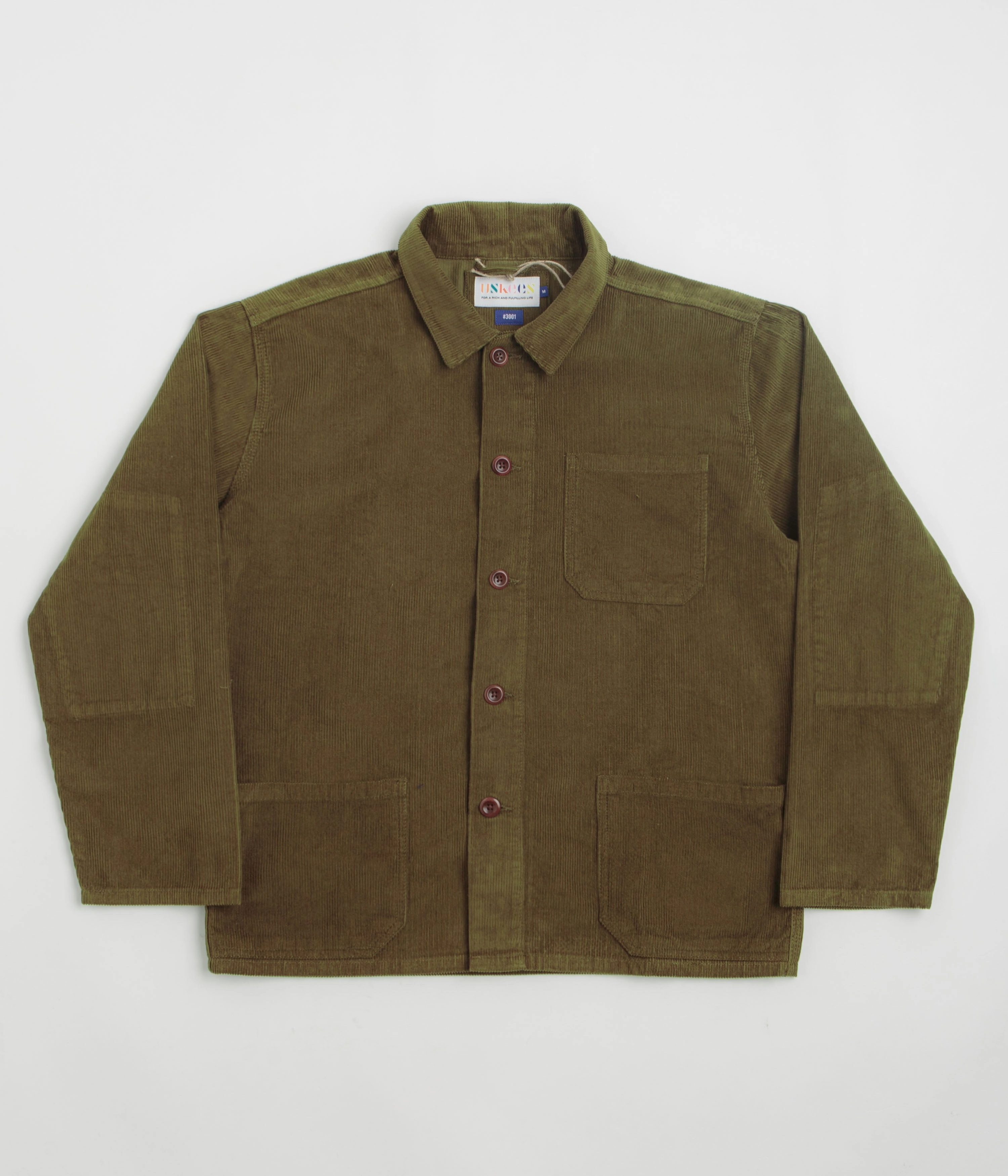 Uskees 3001 Cord Buttoned Overshirt - Woodland Green Sombrero