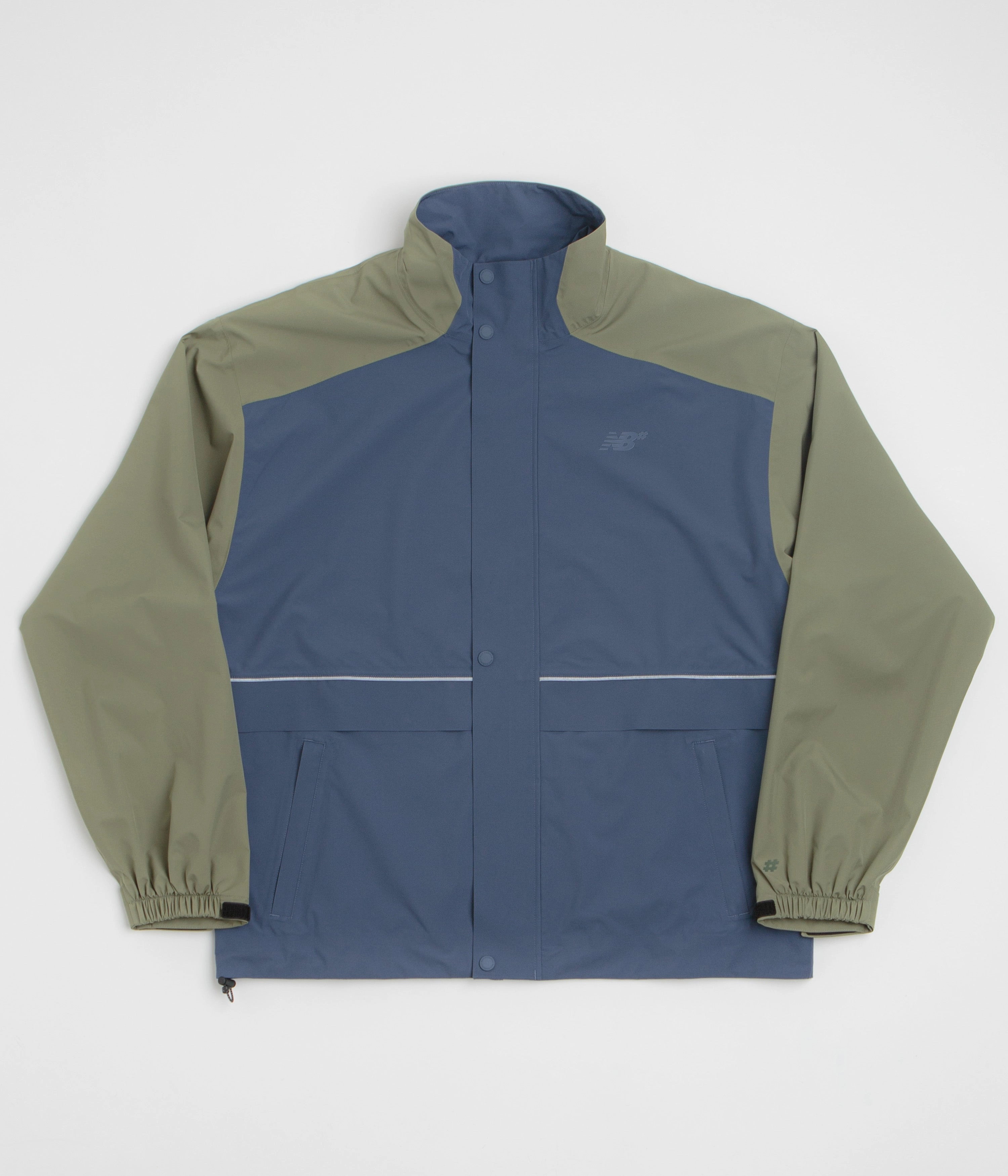 New Balance Numeric Waterproof Jacket - Khaki / Blue Adjustable Cuffs