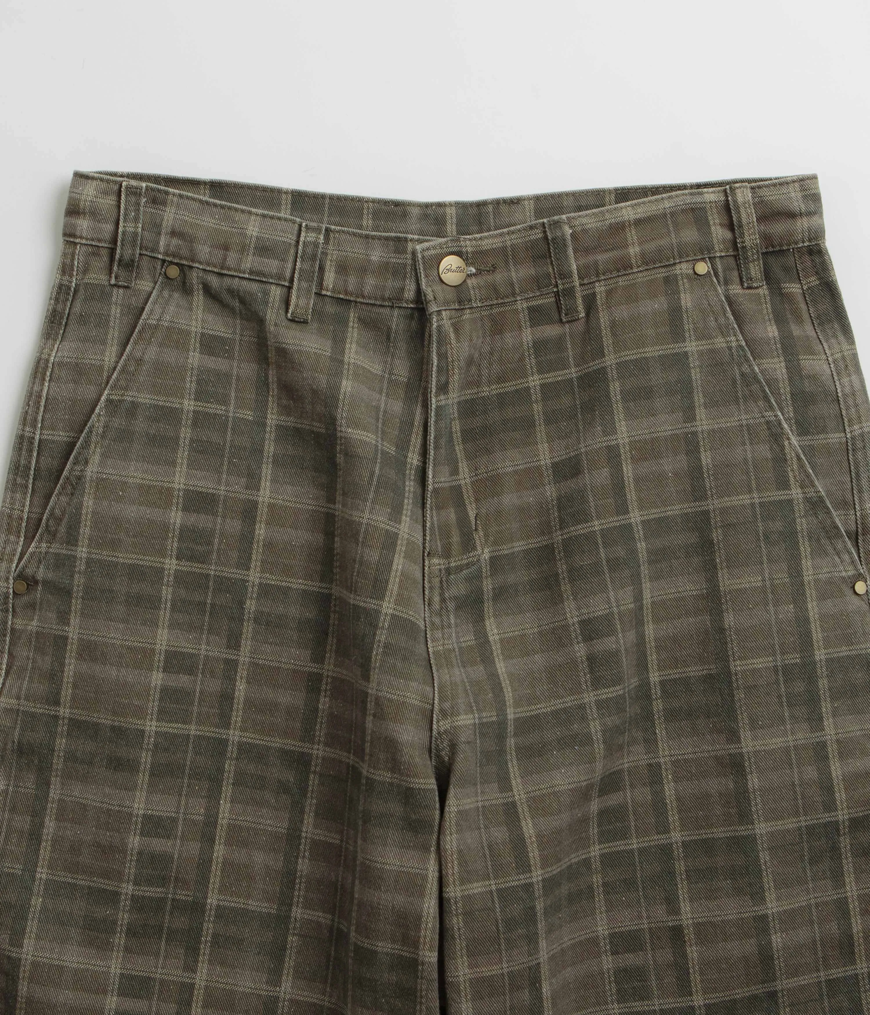 Butter Goods Work Shorts - Washed Plaid Patchwork Design