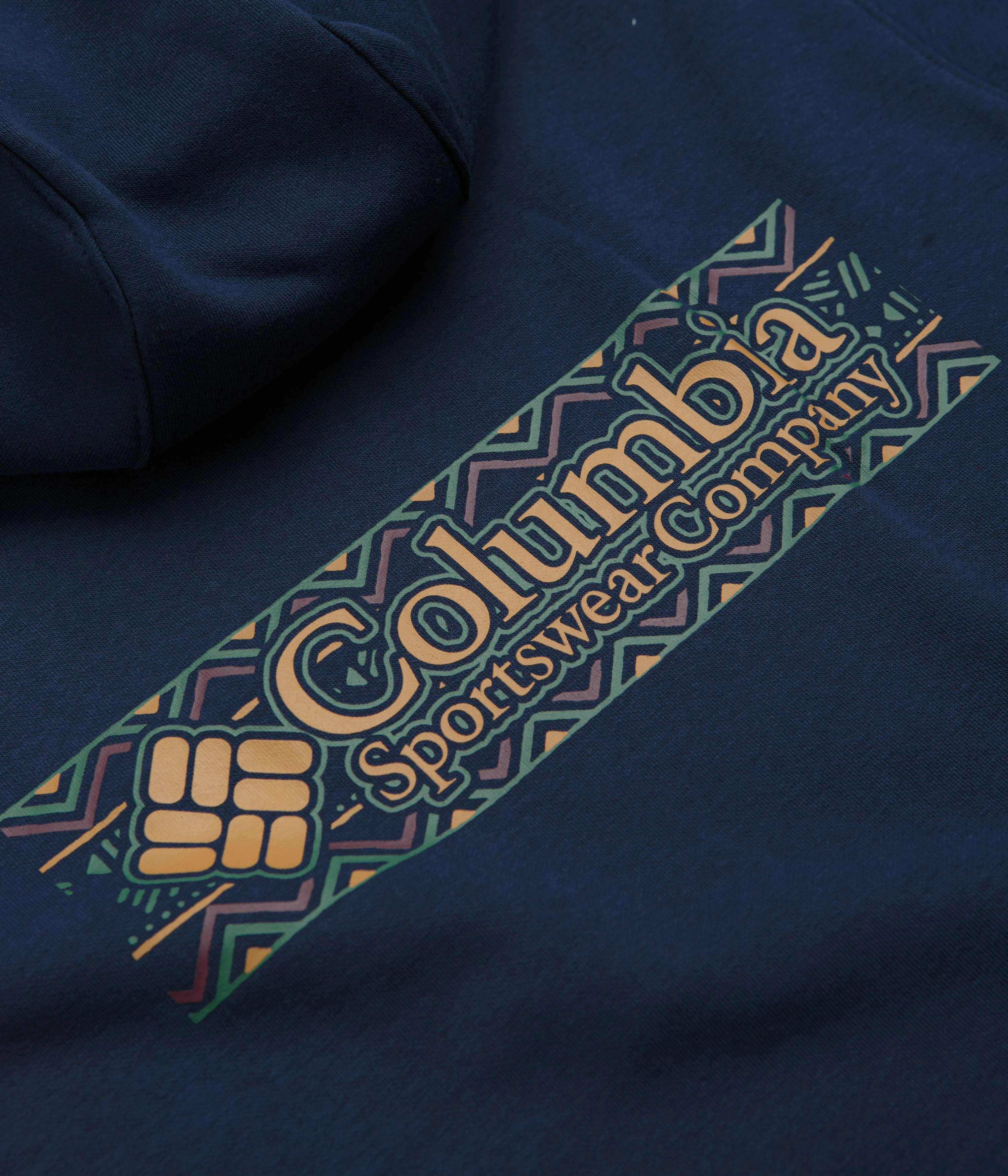 Columbia Meridian Creek Graphic Hoodie - Collegiate Navy / Branded Blanket Modern Look Mesh Lined Hood