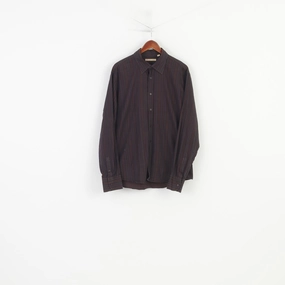 Functional Design Ted Baker Men 6 XL Casual Shirt Brown Black Striped Cotton Detailed Button Long Sleeve Top