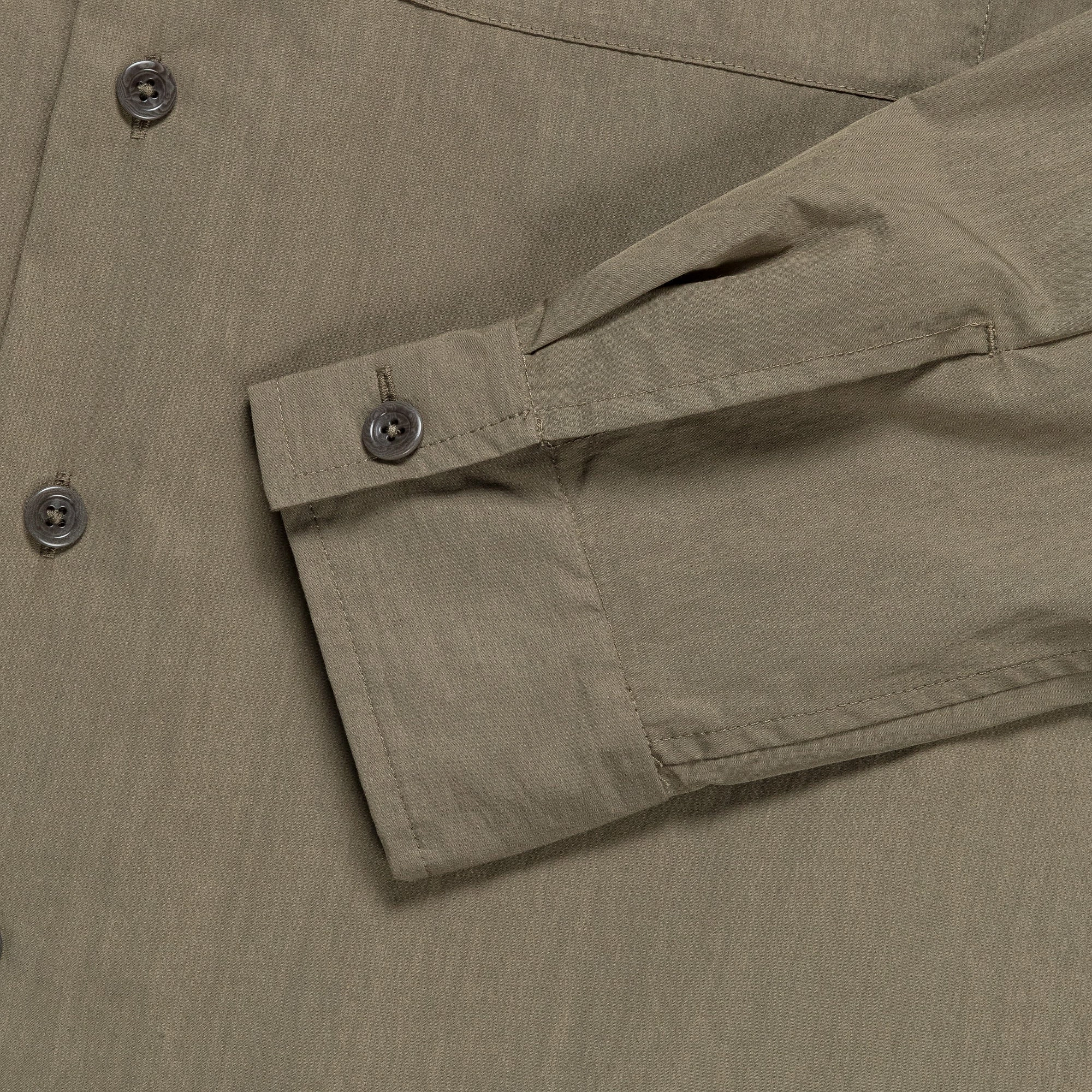 Silas Tech Poplin Shirt - Sediment Green Structured Collar